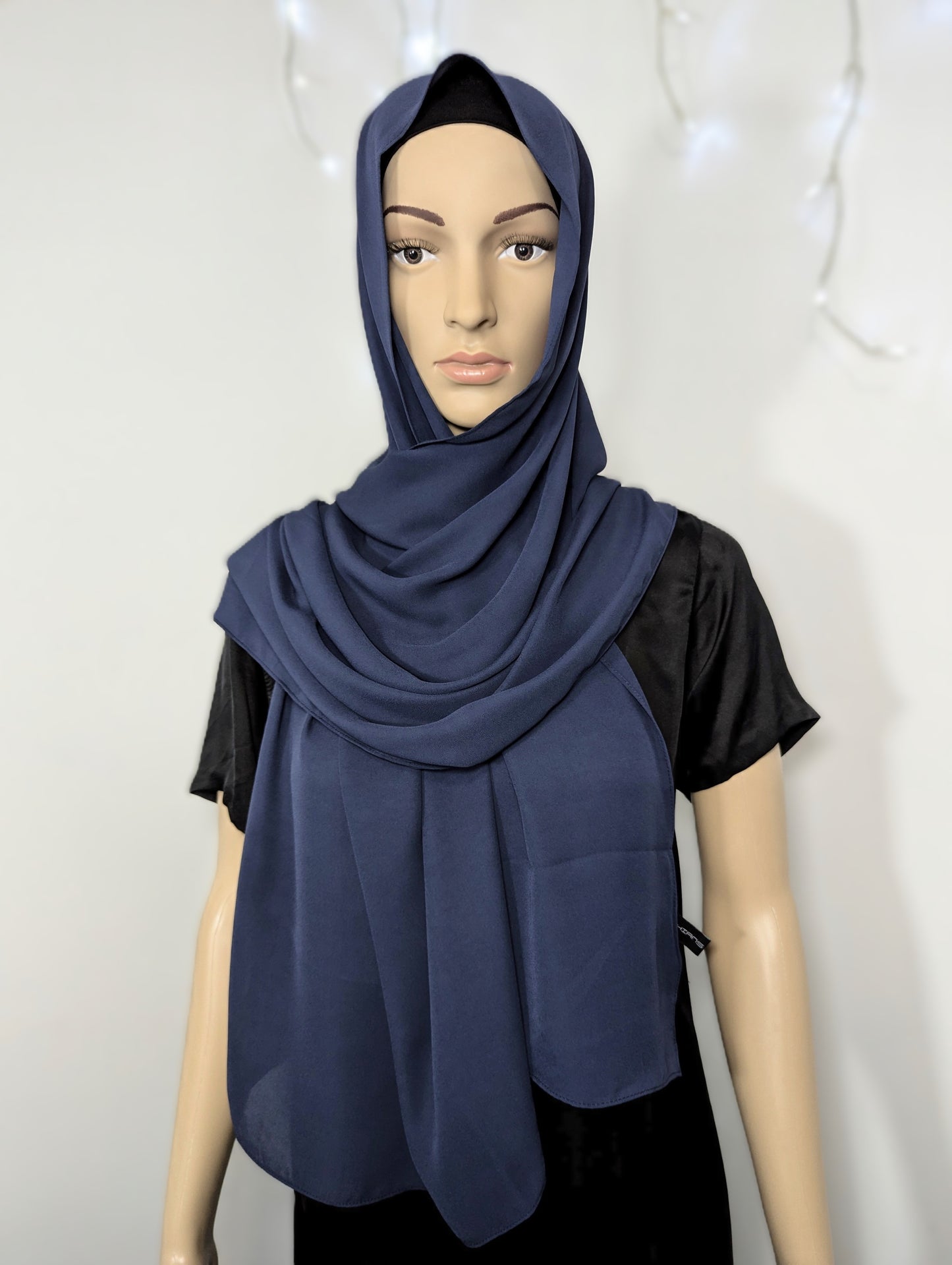 Plain Chiffon Scarf -- Navy Blue