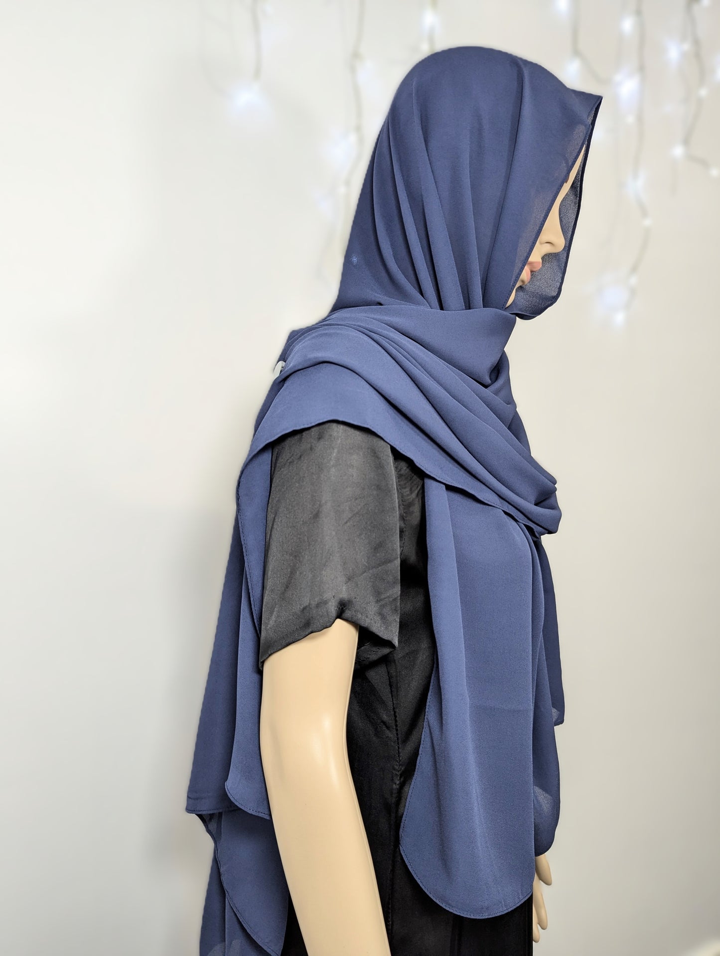 Plain Chiffon Scarf -- Navy Blue