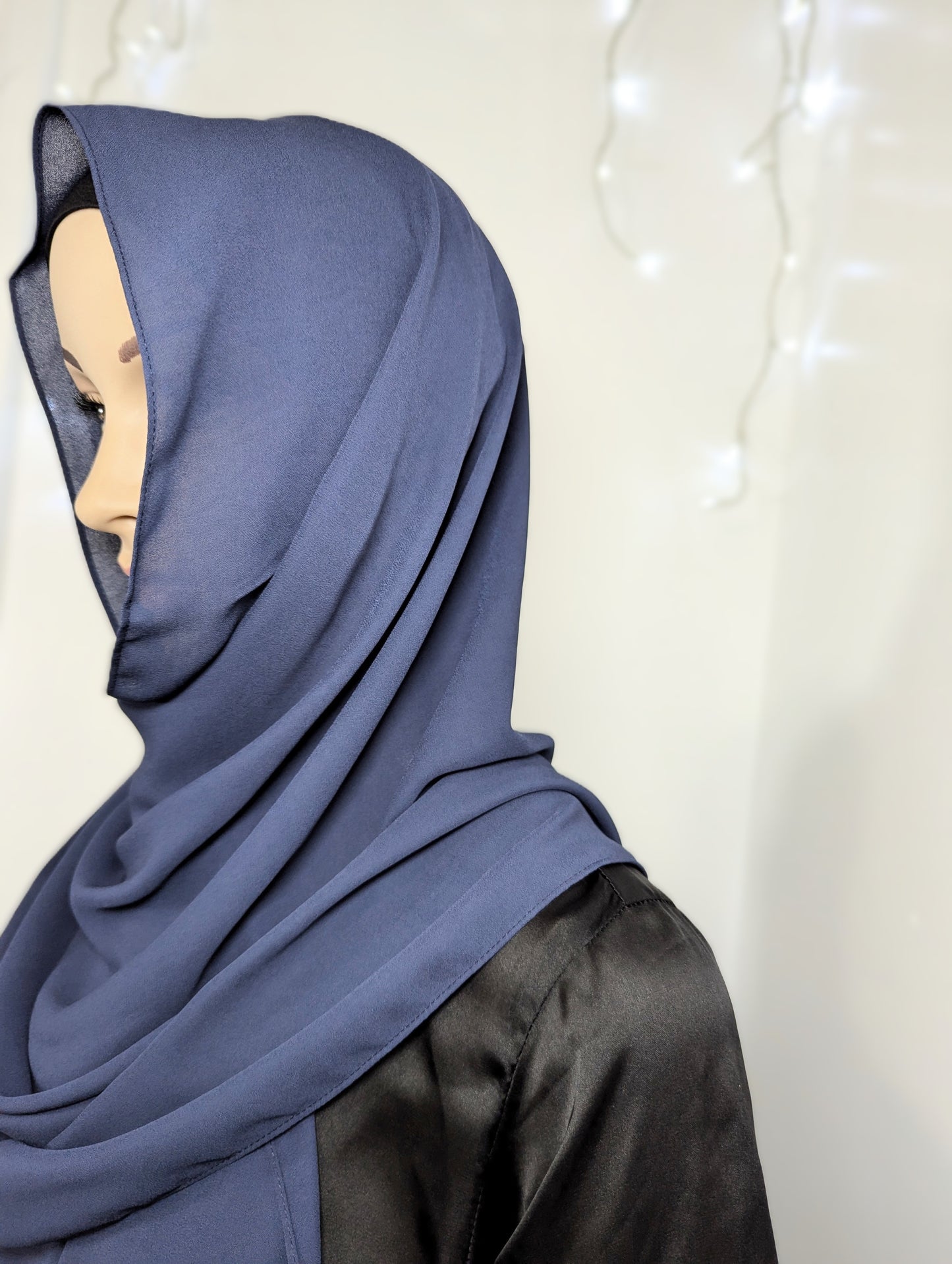 Plain Chiffon Scarf -- Navy Blue