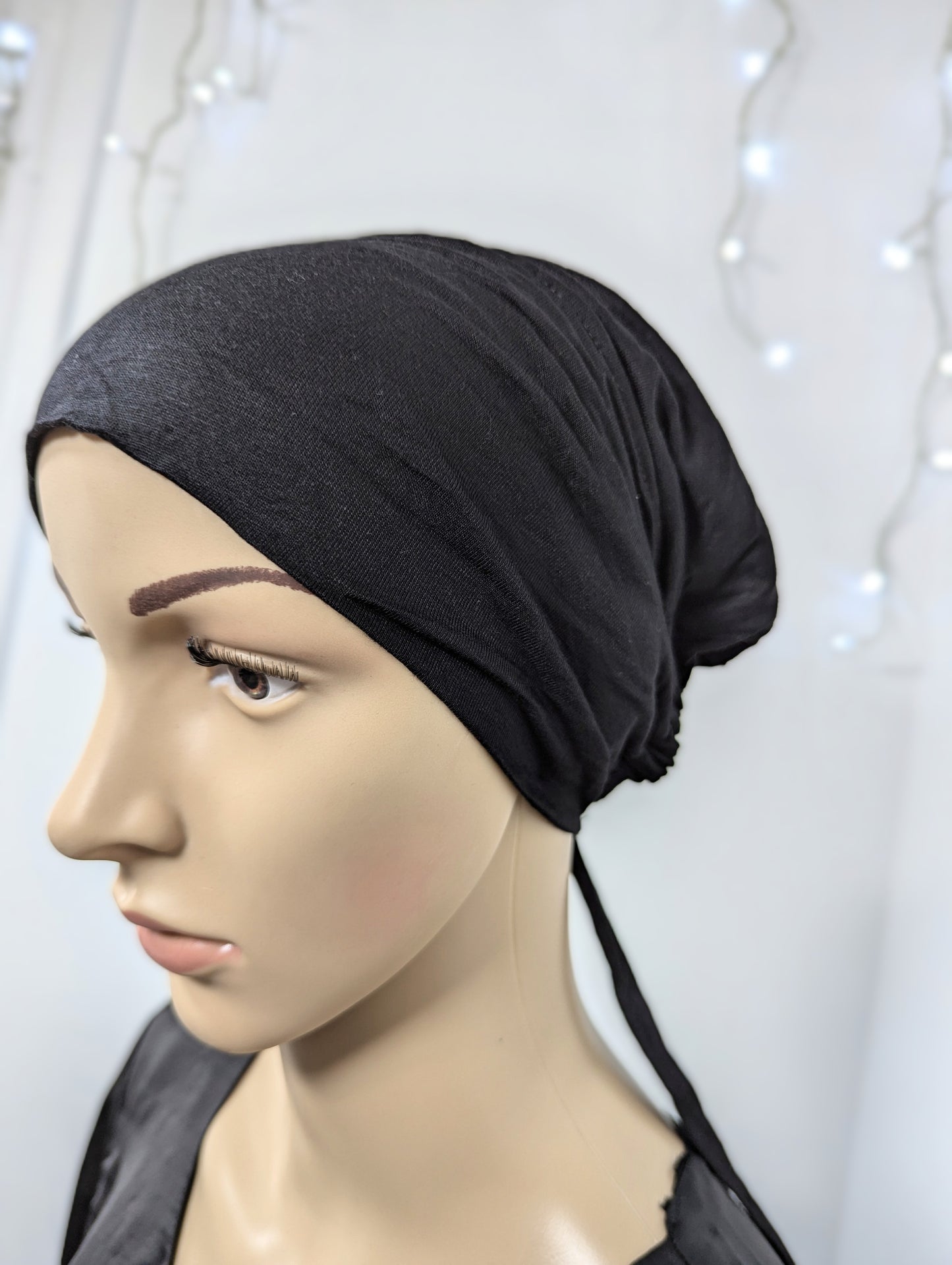 Inner Cap Tie Back -- Black