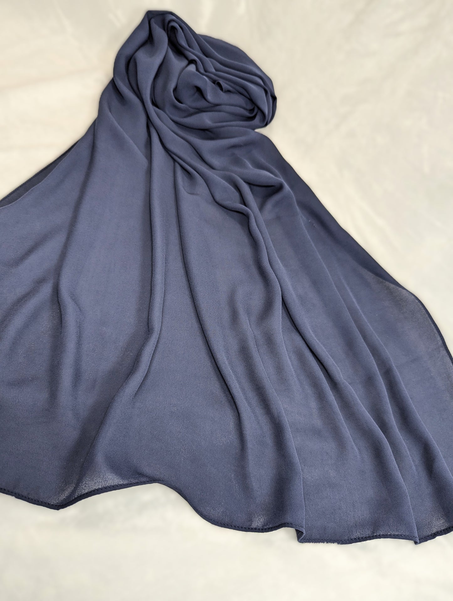 Plain Chiffon Scarf -- Navy Blue