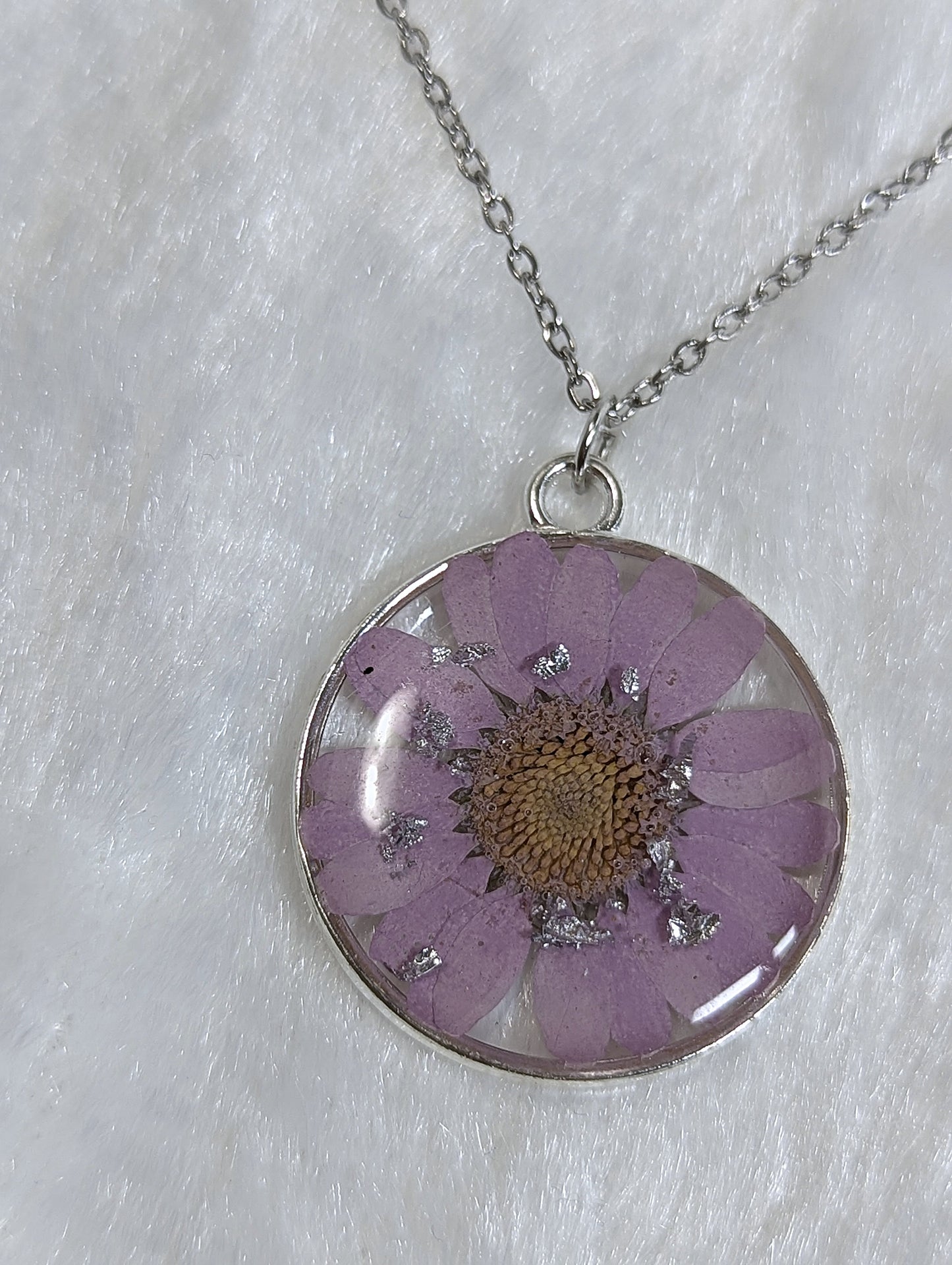 Daisy Flower Resin Jewelry -- Purple