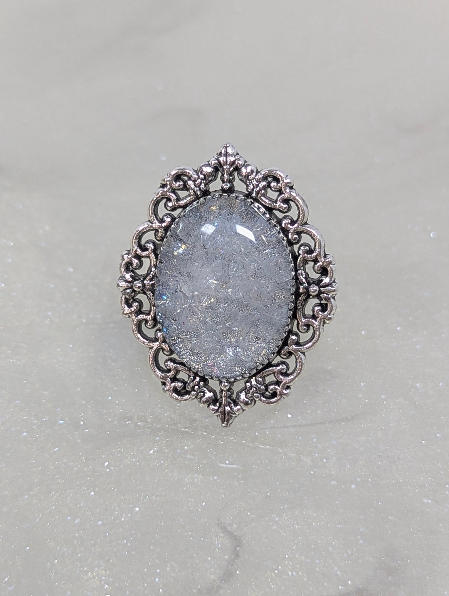 White Stones Resin Ring