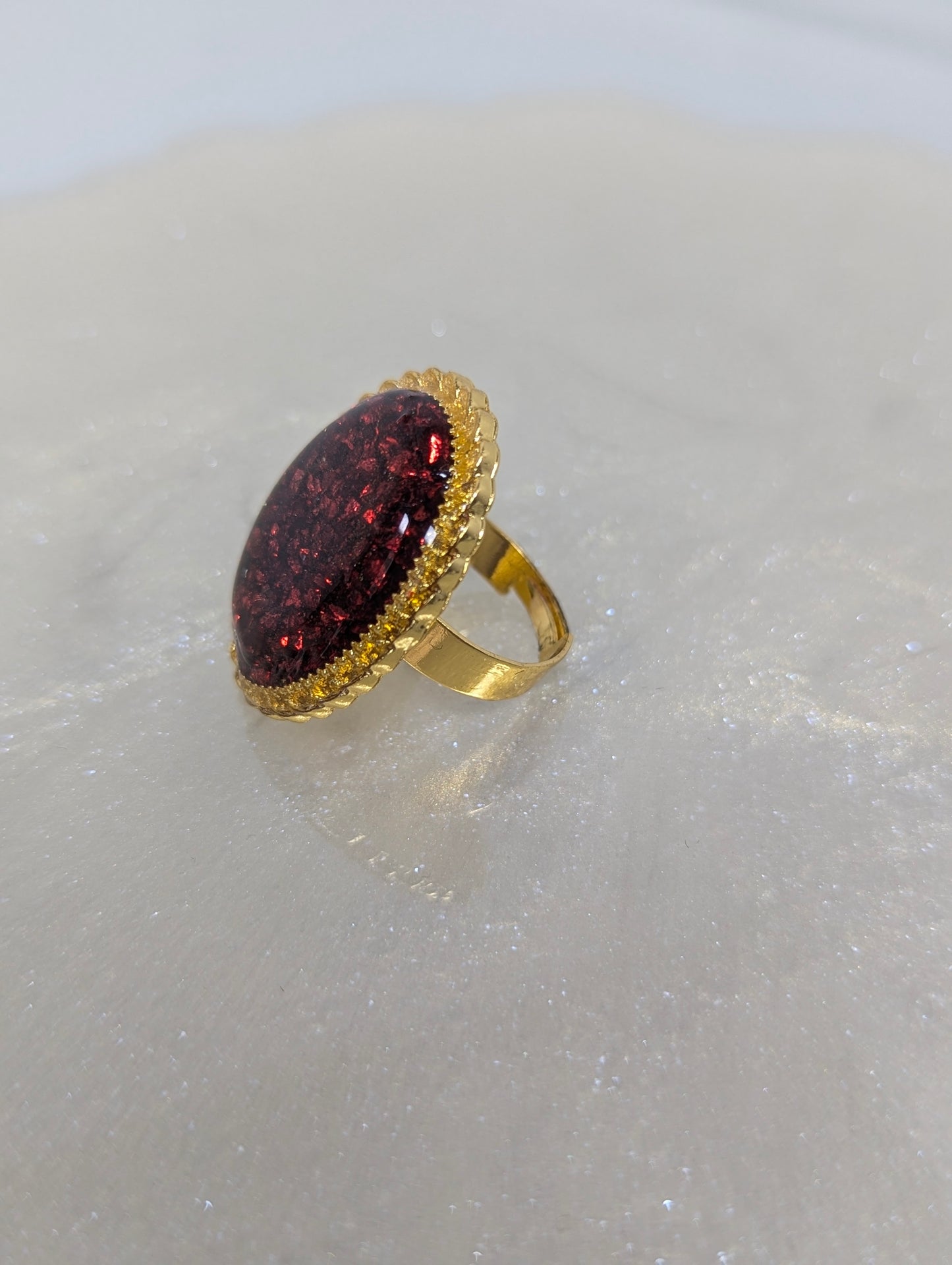 Burgundy Stones Resin Ring
