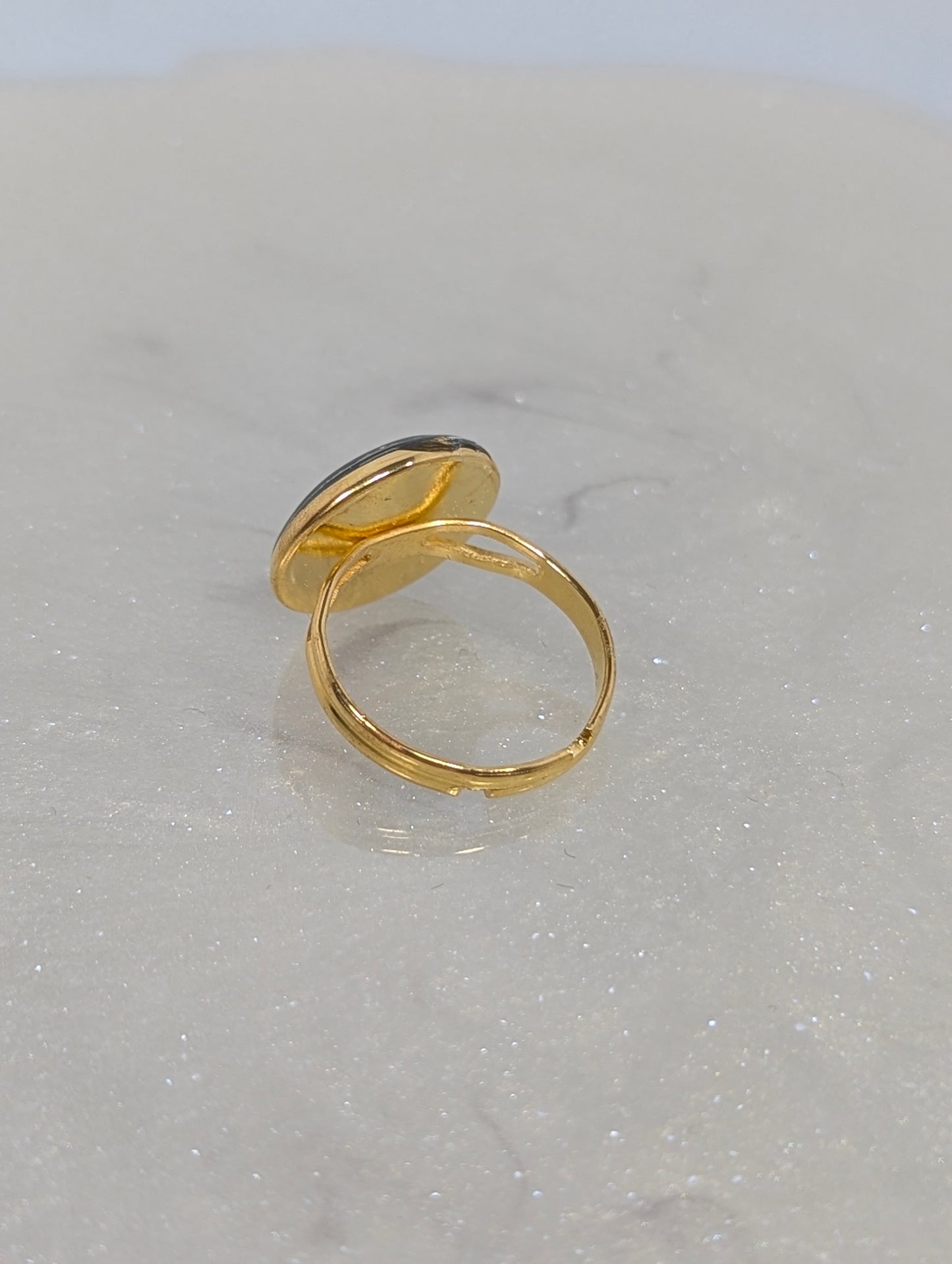 Dark Green Resin Ring with Gold Flakes