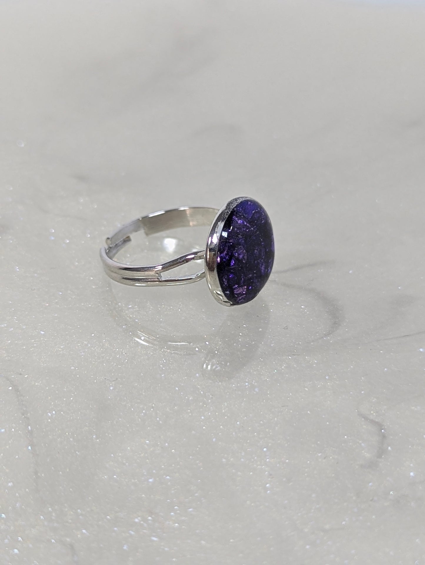 Purple Stones Ring with Silver Base