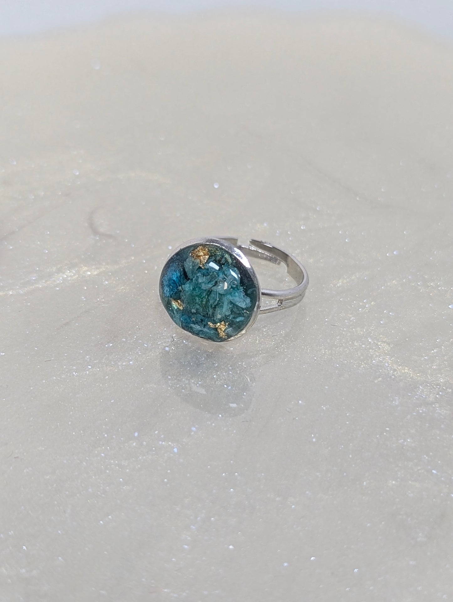 Sky Blue Flower Resin Ring