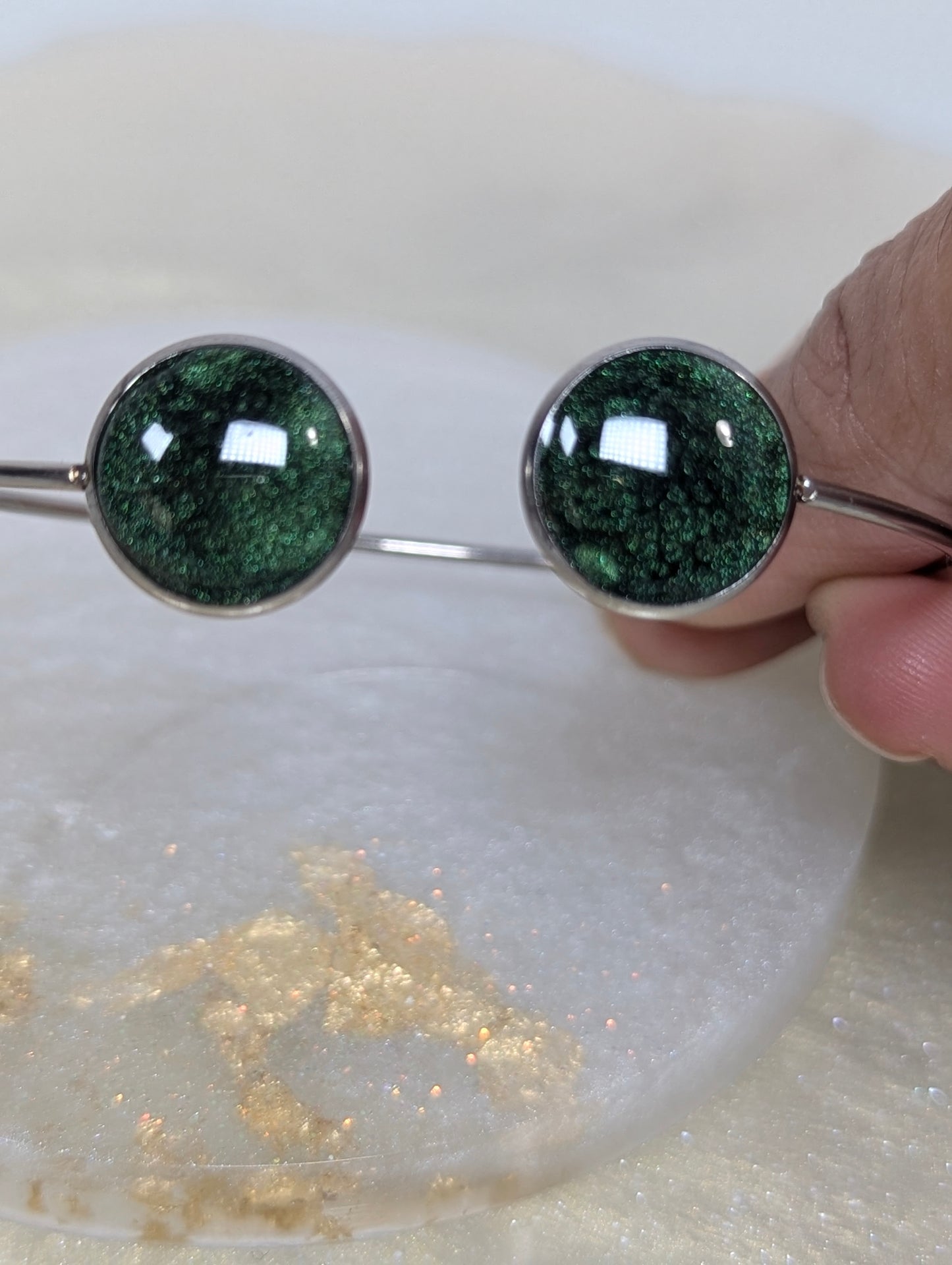Dark Green Resin Bangle
