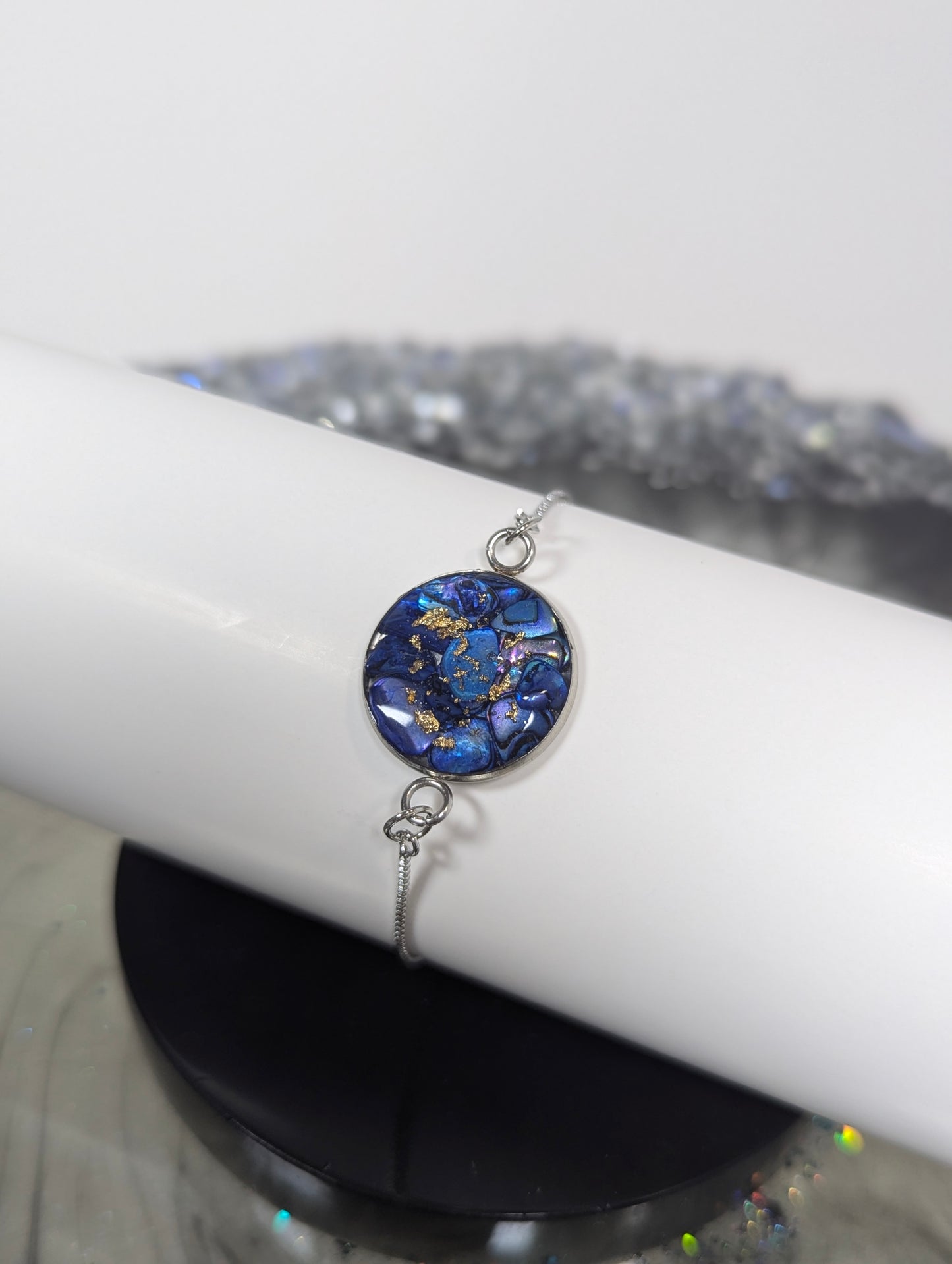Blue Stones With Gold Flakes Bracelet