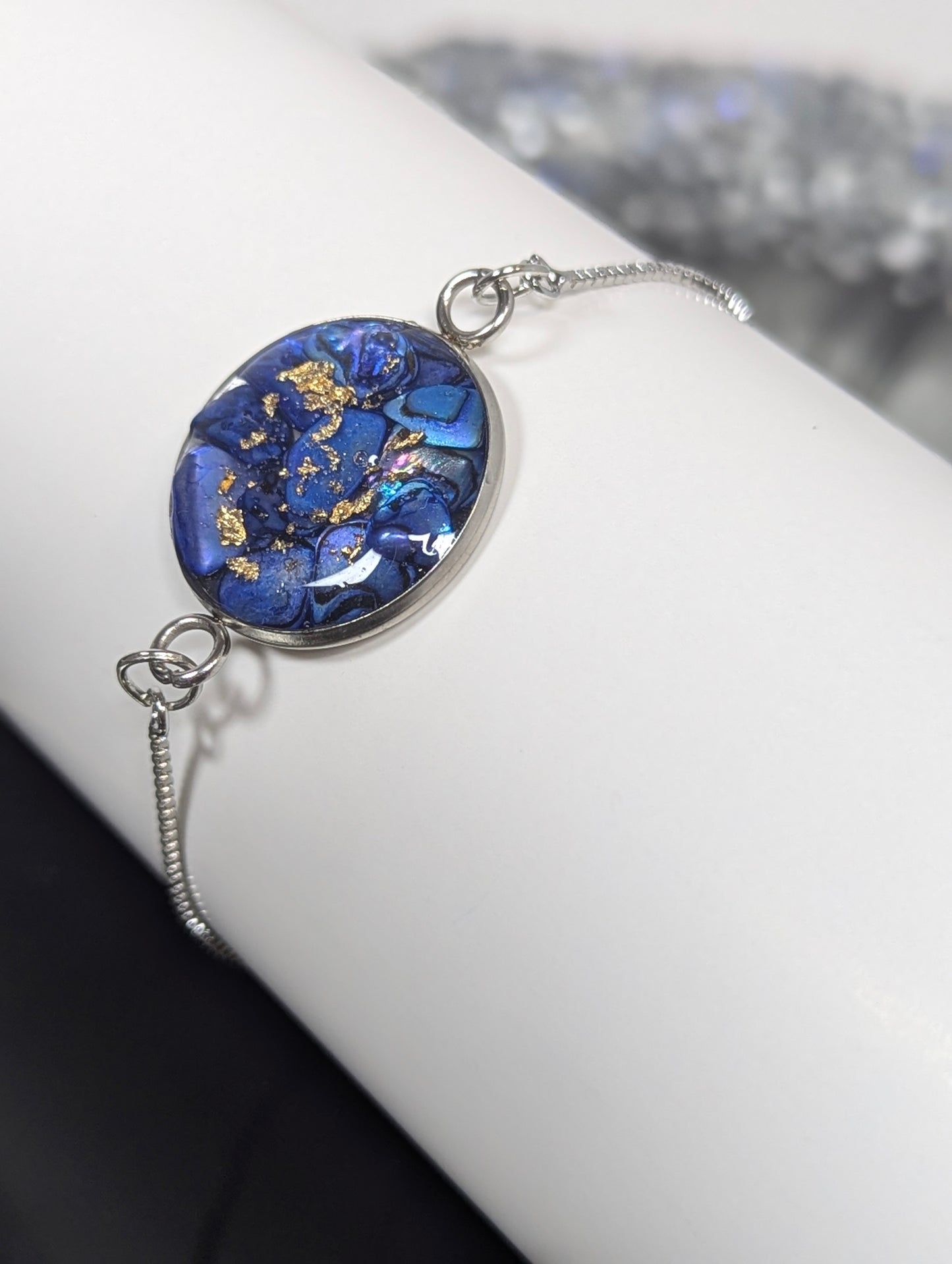 Blue Stones With Gold Flakes Bracelet
