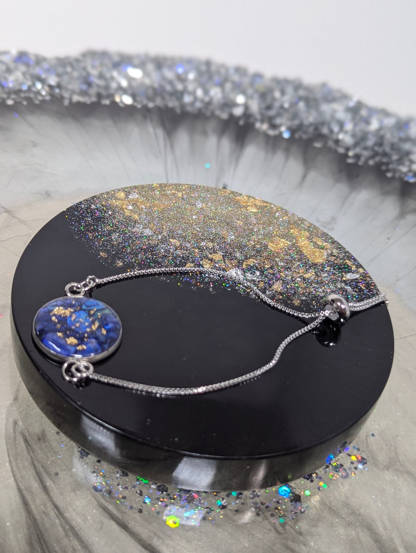 Blue Stones With Gold Flakes Bracelet