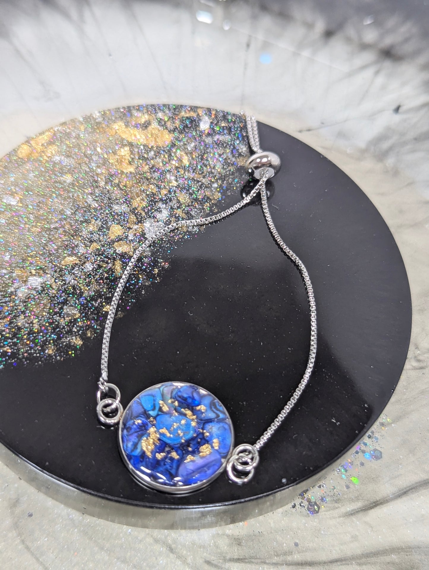 Blue Stones With Gold Flakes Bracelet