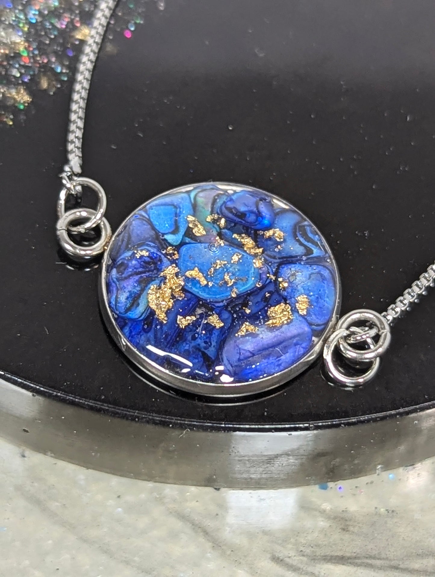 Blue Stones With Gold Flakes Bracelet