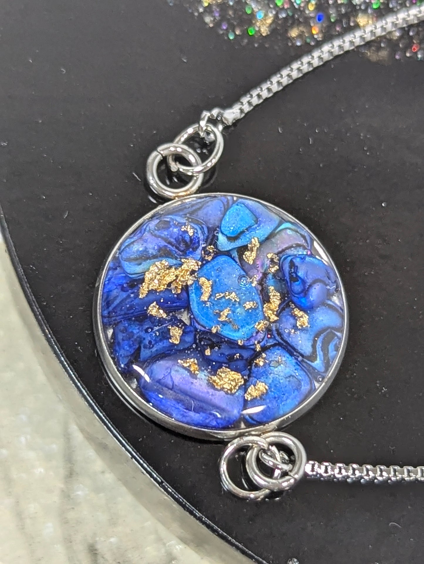 Blue Stones With Gold Flakes Bracelet