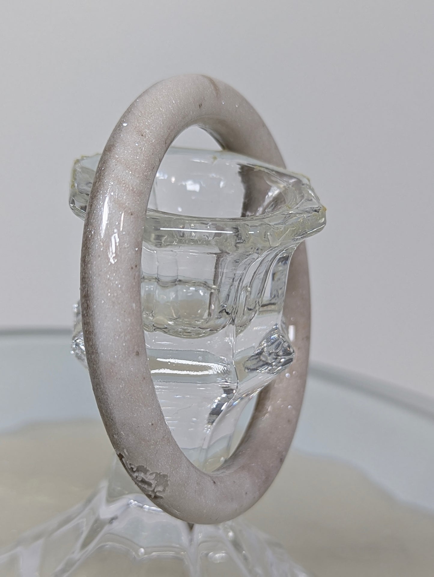 Two-Tone Resin Bangle -- Pearl White and Brown Marble