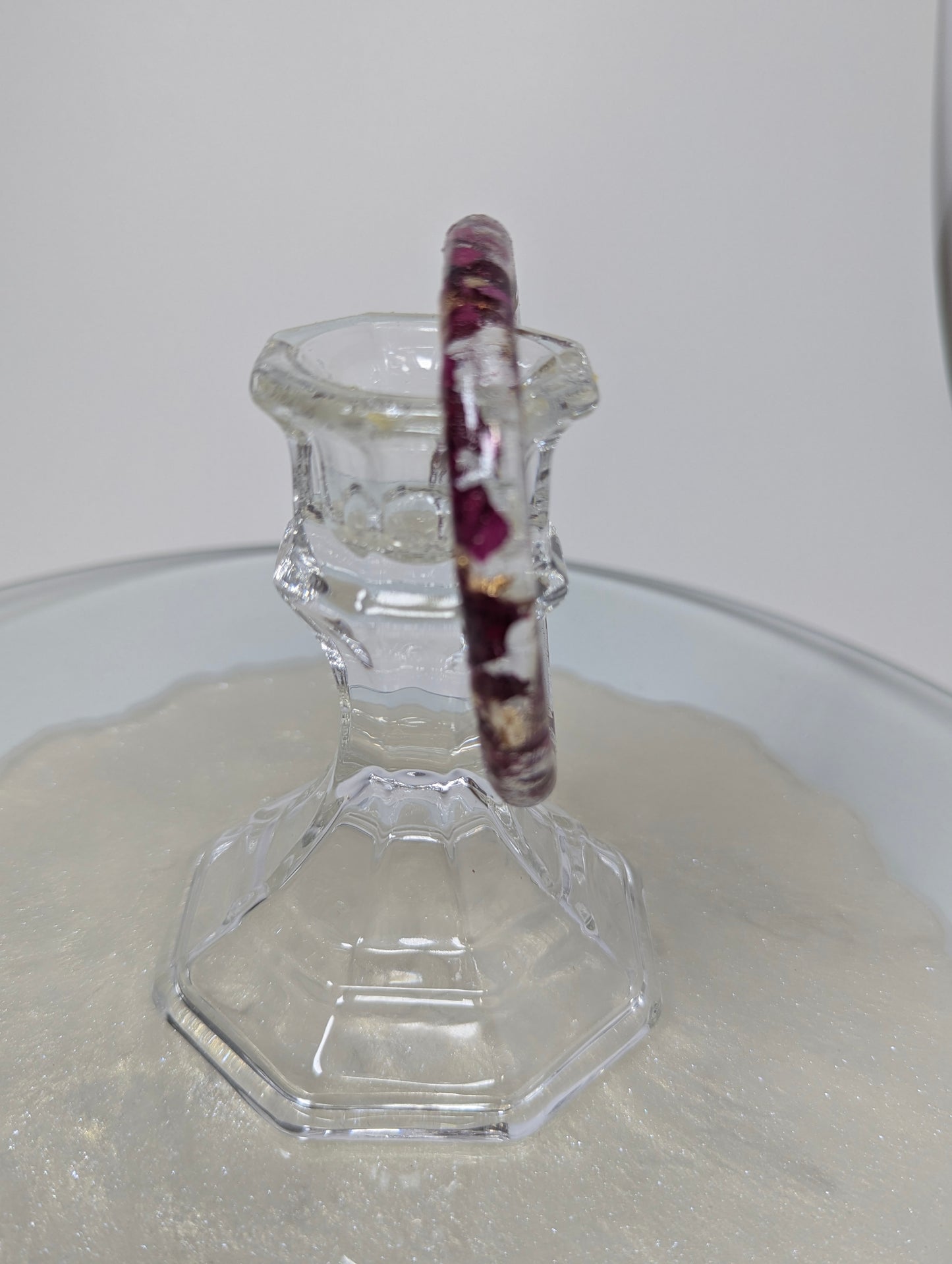 Rose Petals and Gold Flakes Resin Bangle
