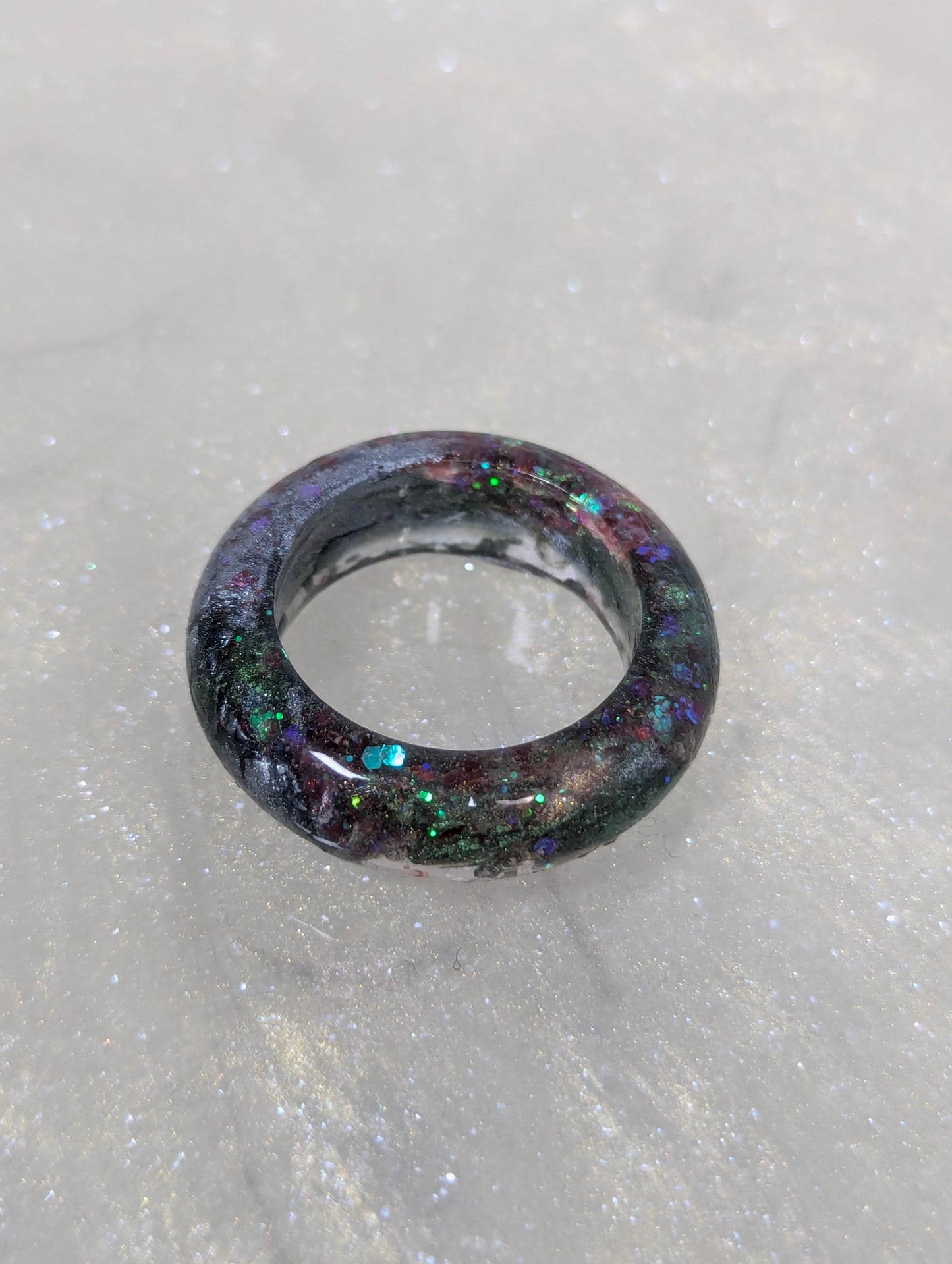 Dark Green and Silver Glittery Resin Band