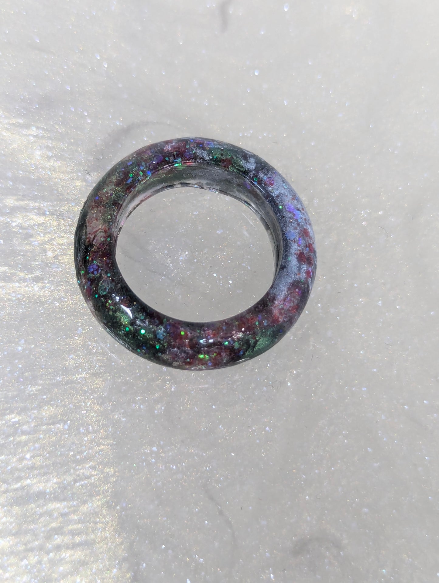 Dark Green and Silver Glittery Resin Band