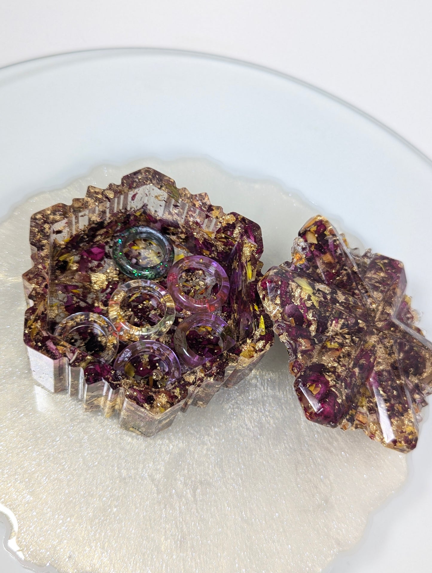 Rose Petals with Gold Flakes Jewelry Box