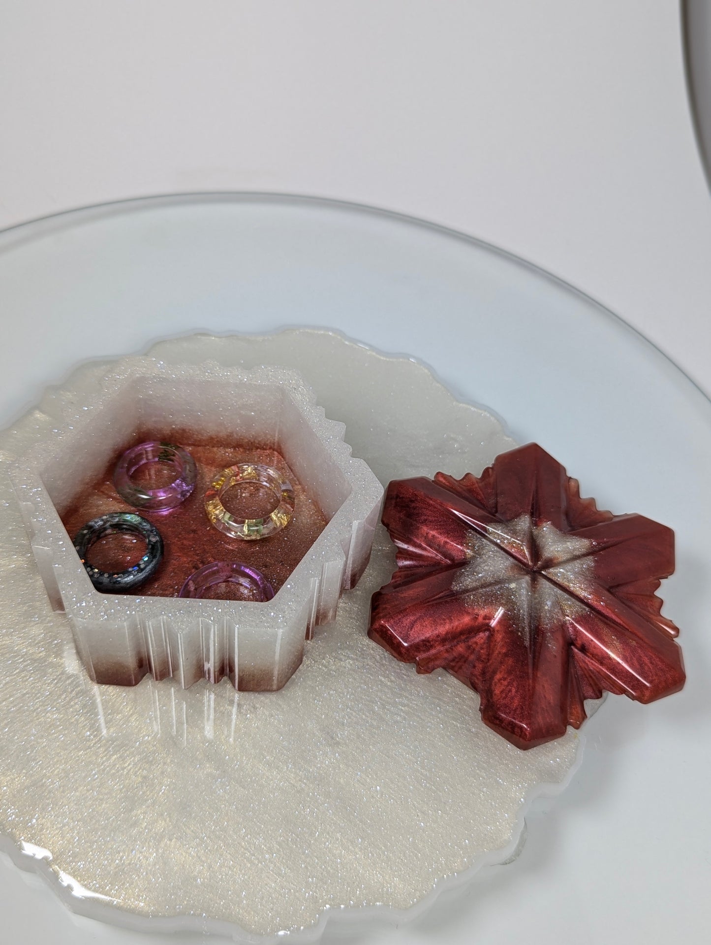 Pearl White and Red Jewelry Box