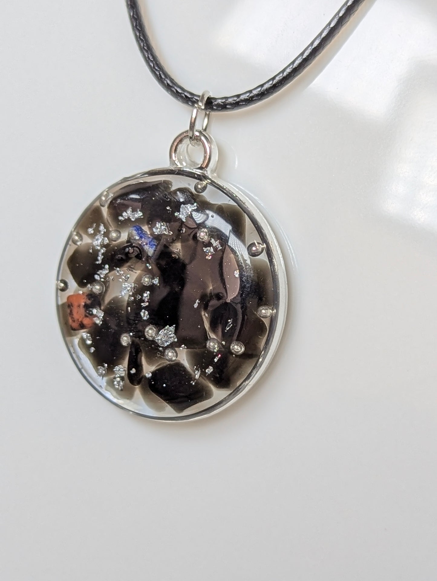 Obsidian Stones Resin Necklace
