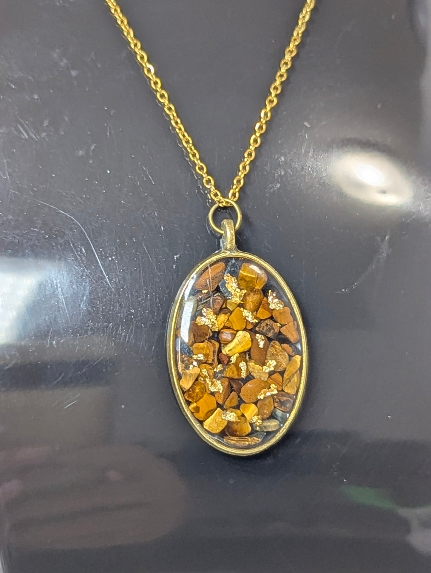 Tiger Eye Stones Resin Necklace