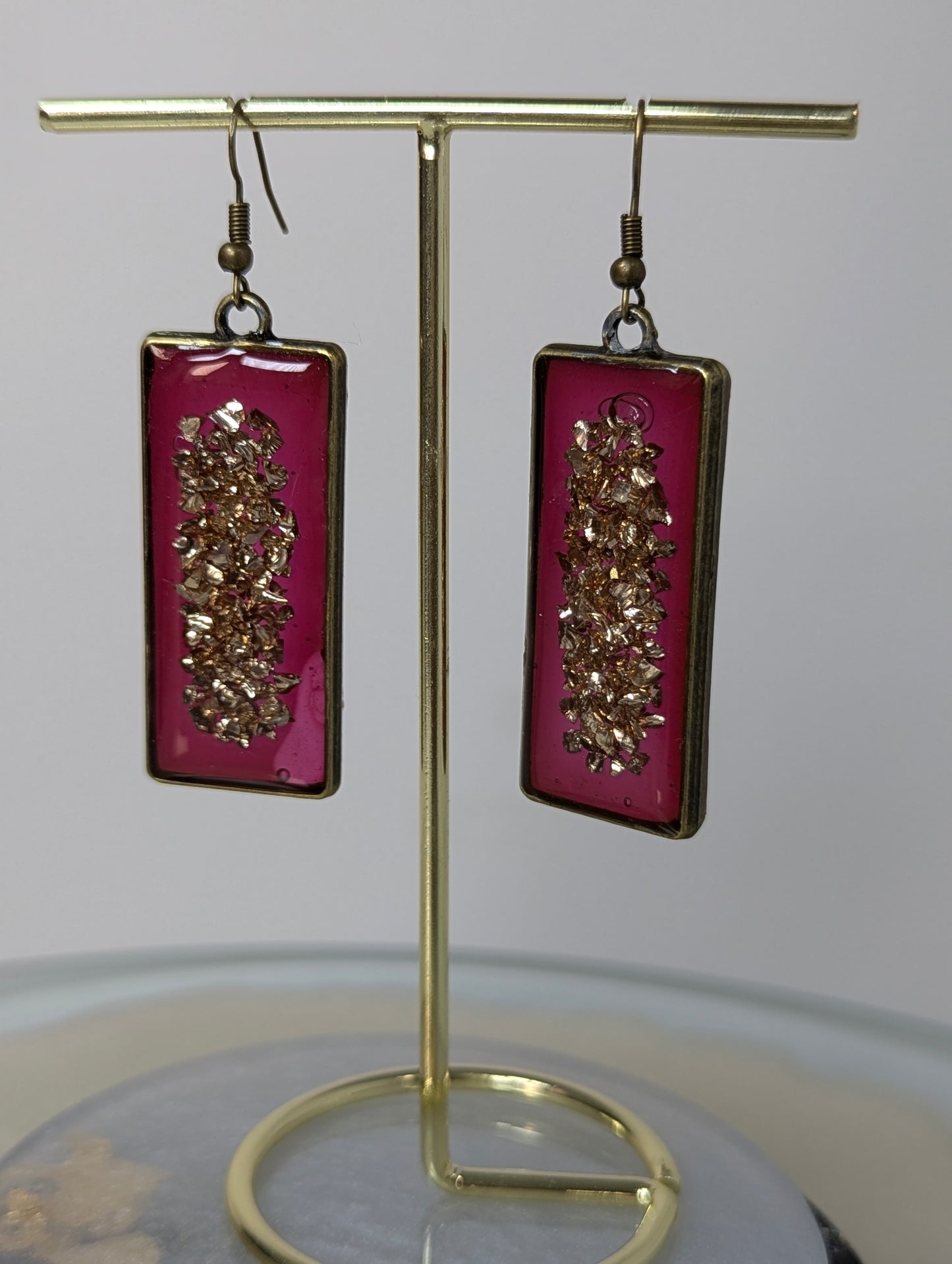 Gold Stones Resin Earrings