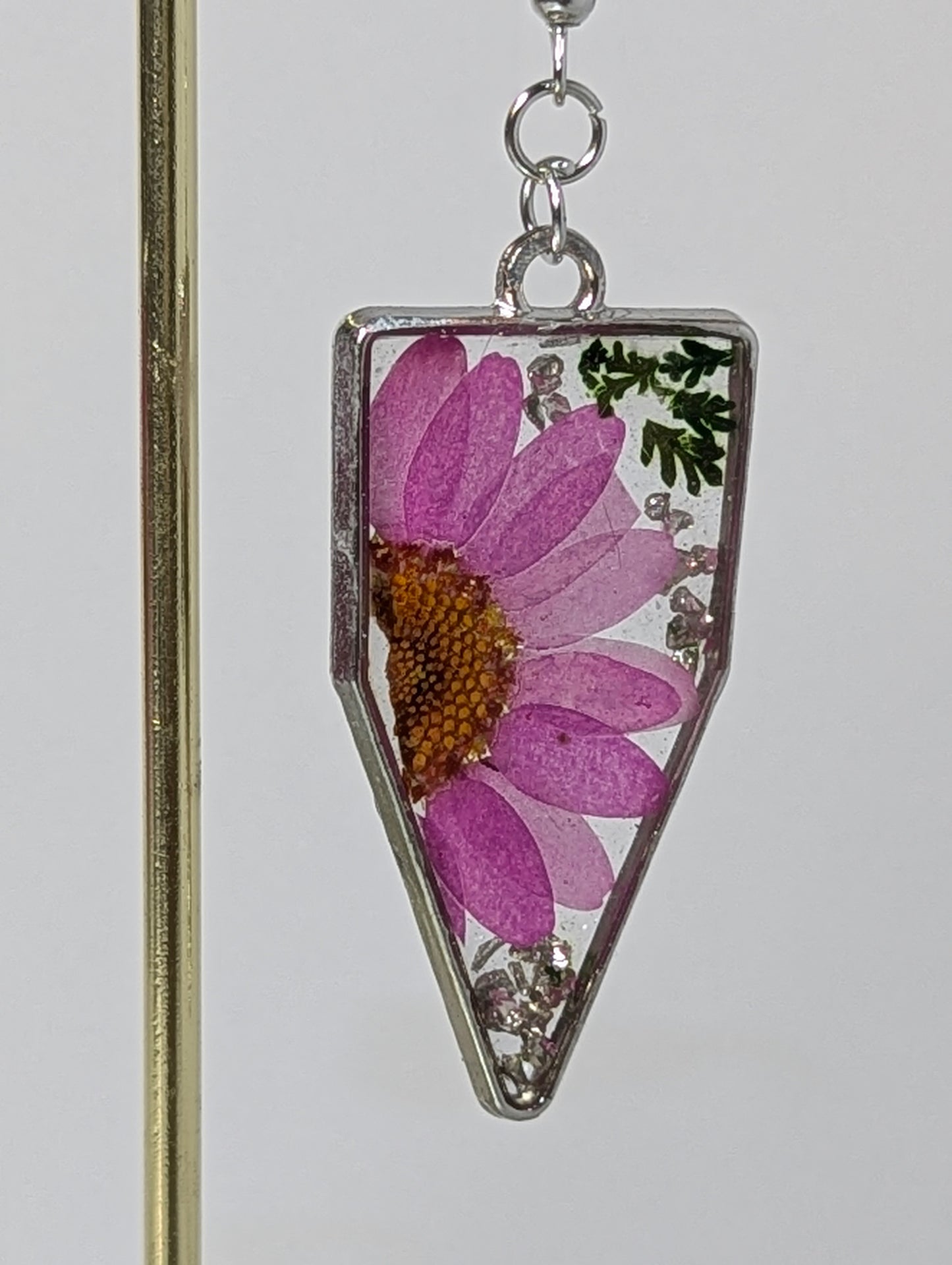 Pink Daisy Flowers Resin Earrings
