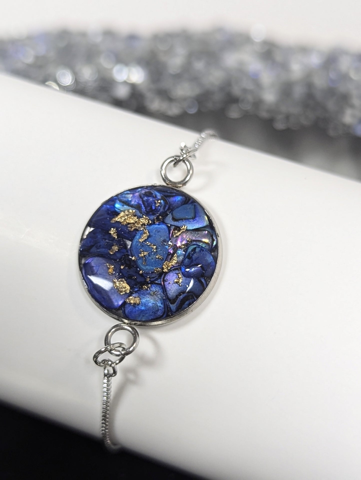 Blue Stones With Gold Flakes Bracelet
