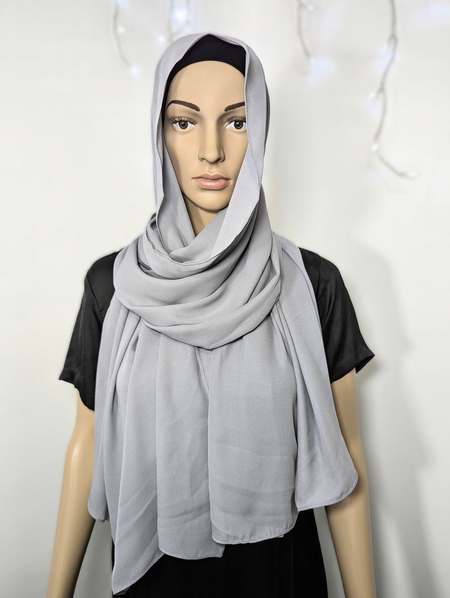 Plain Chiffon Scarf -- Gray