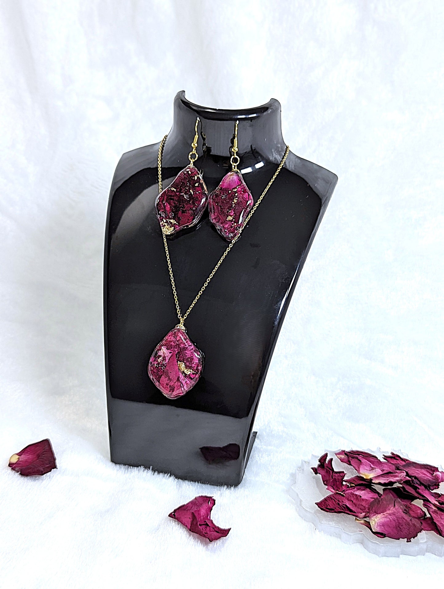 Red Rose Petal Resin Jewelry