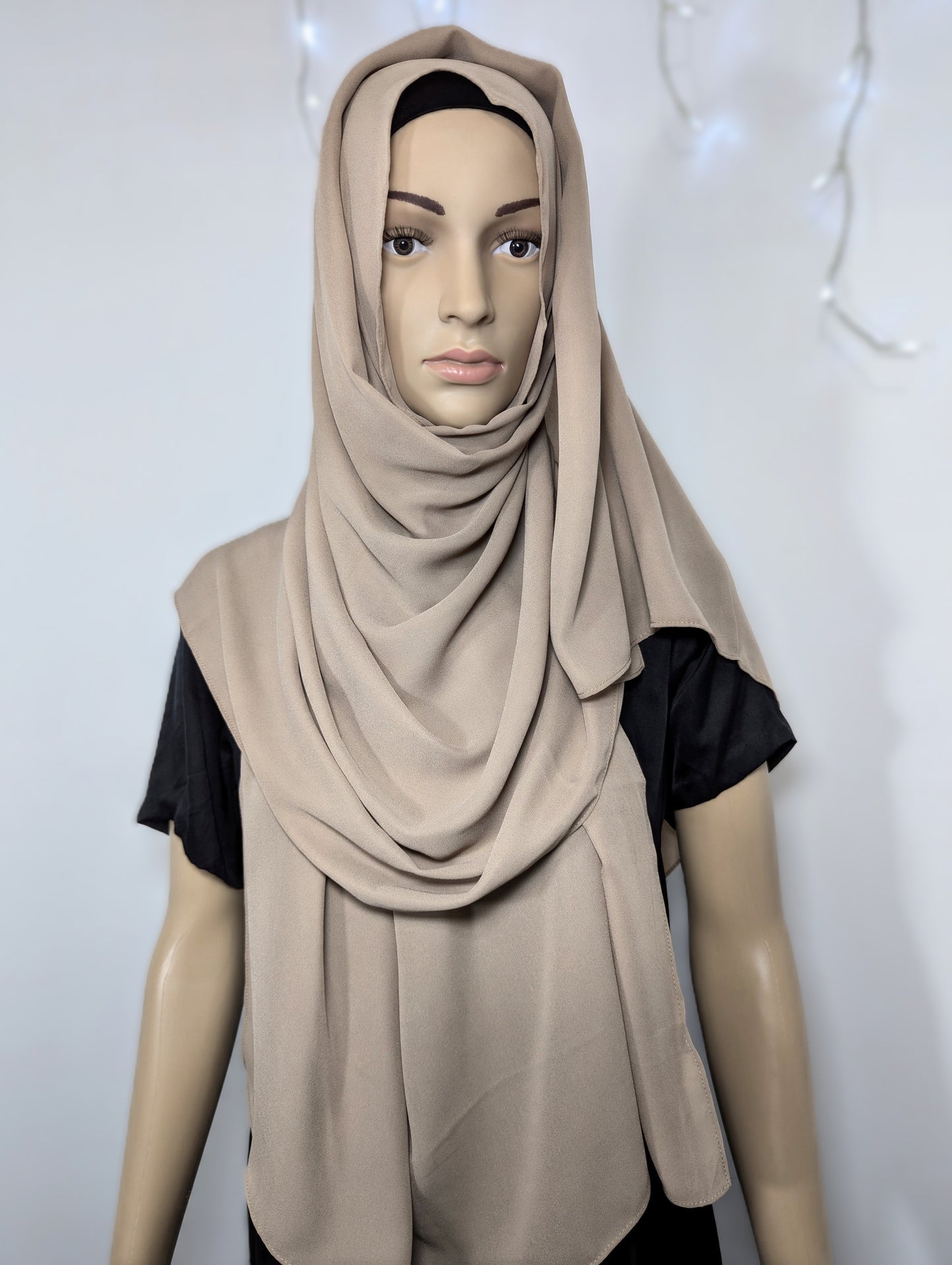 Plain Chiffon Scarf -- Khaki