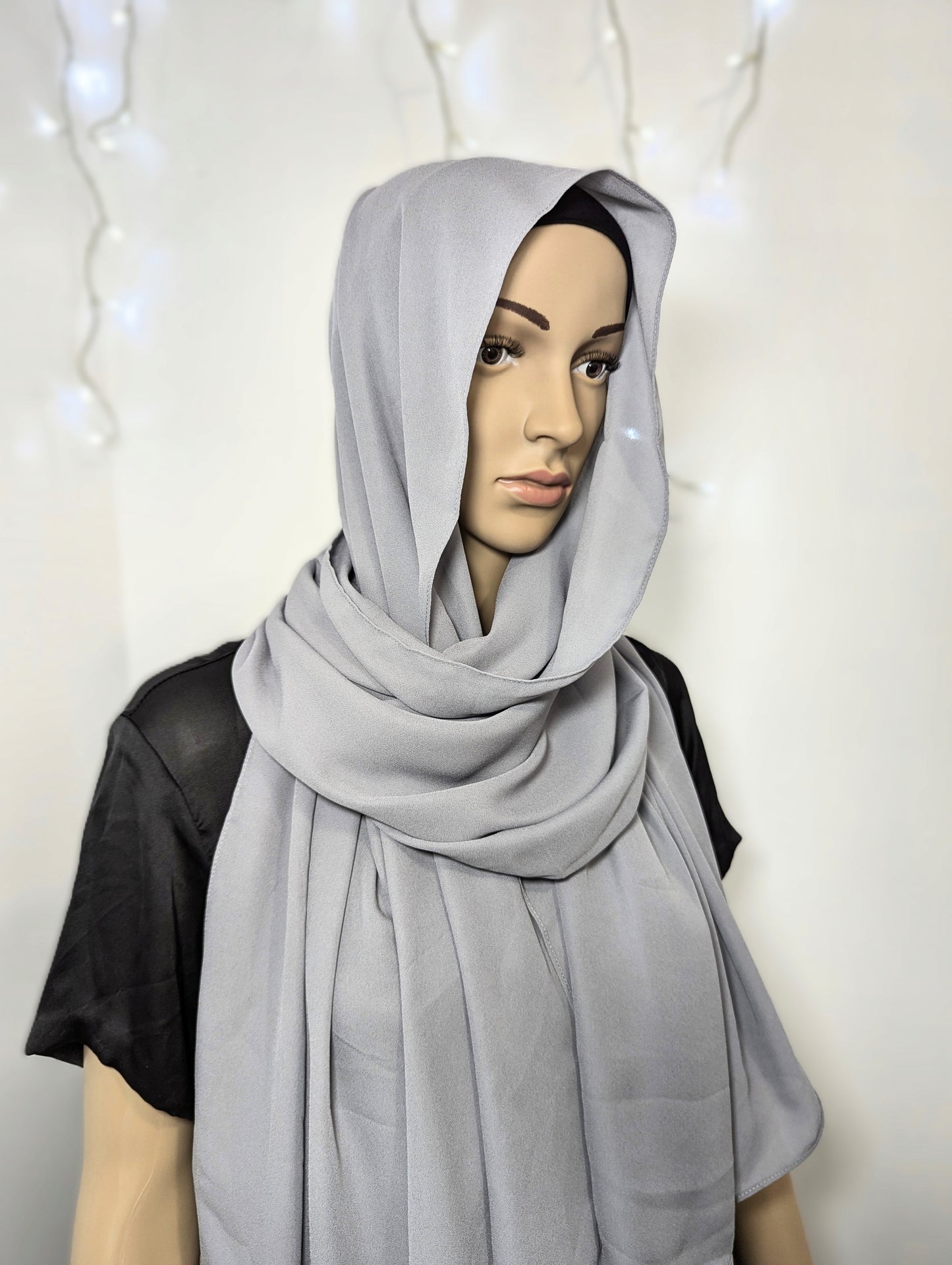 Plain Chiffon Scarf -- Gray