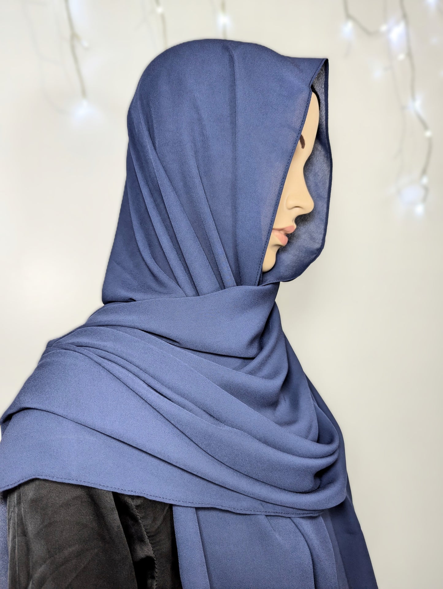 Plain Chiffon Scarf -- Navy Blue