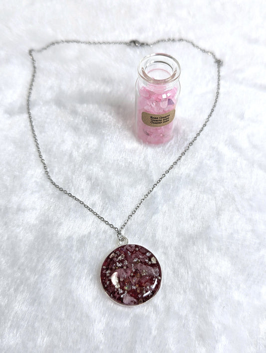 Rose Quartz Resin Necklace