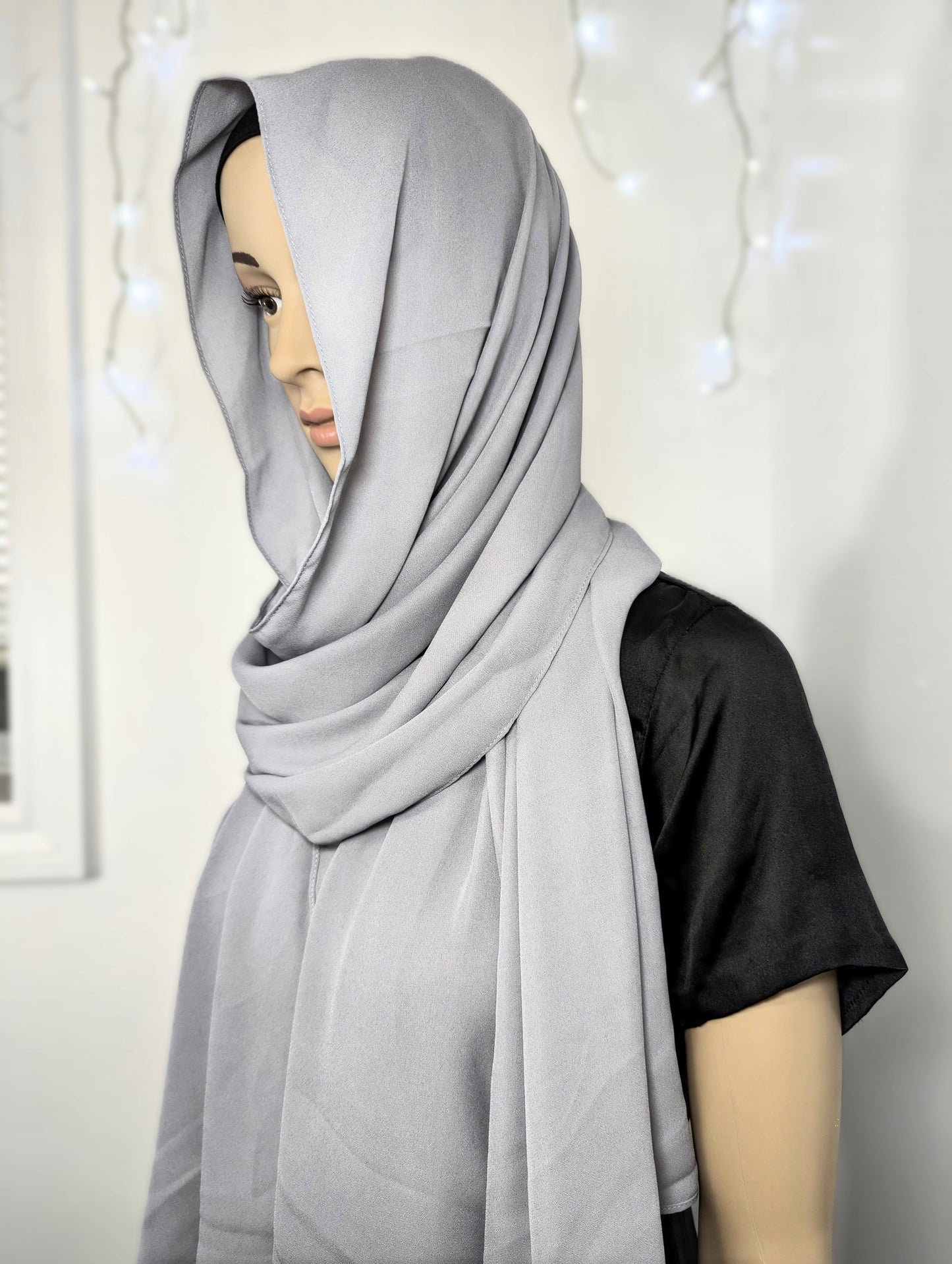 Plain Chiffon Scarf -- Gray