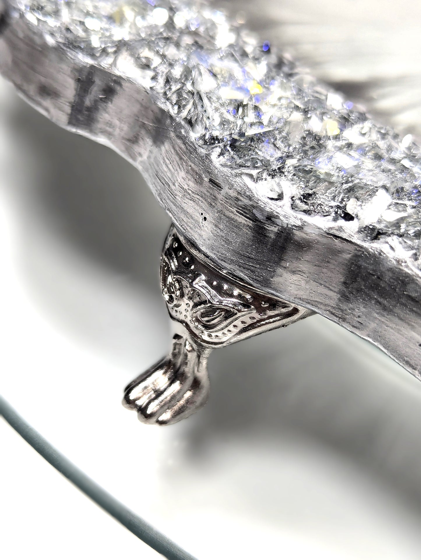 Black Resin Tray with Silver Crushed Glass