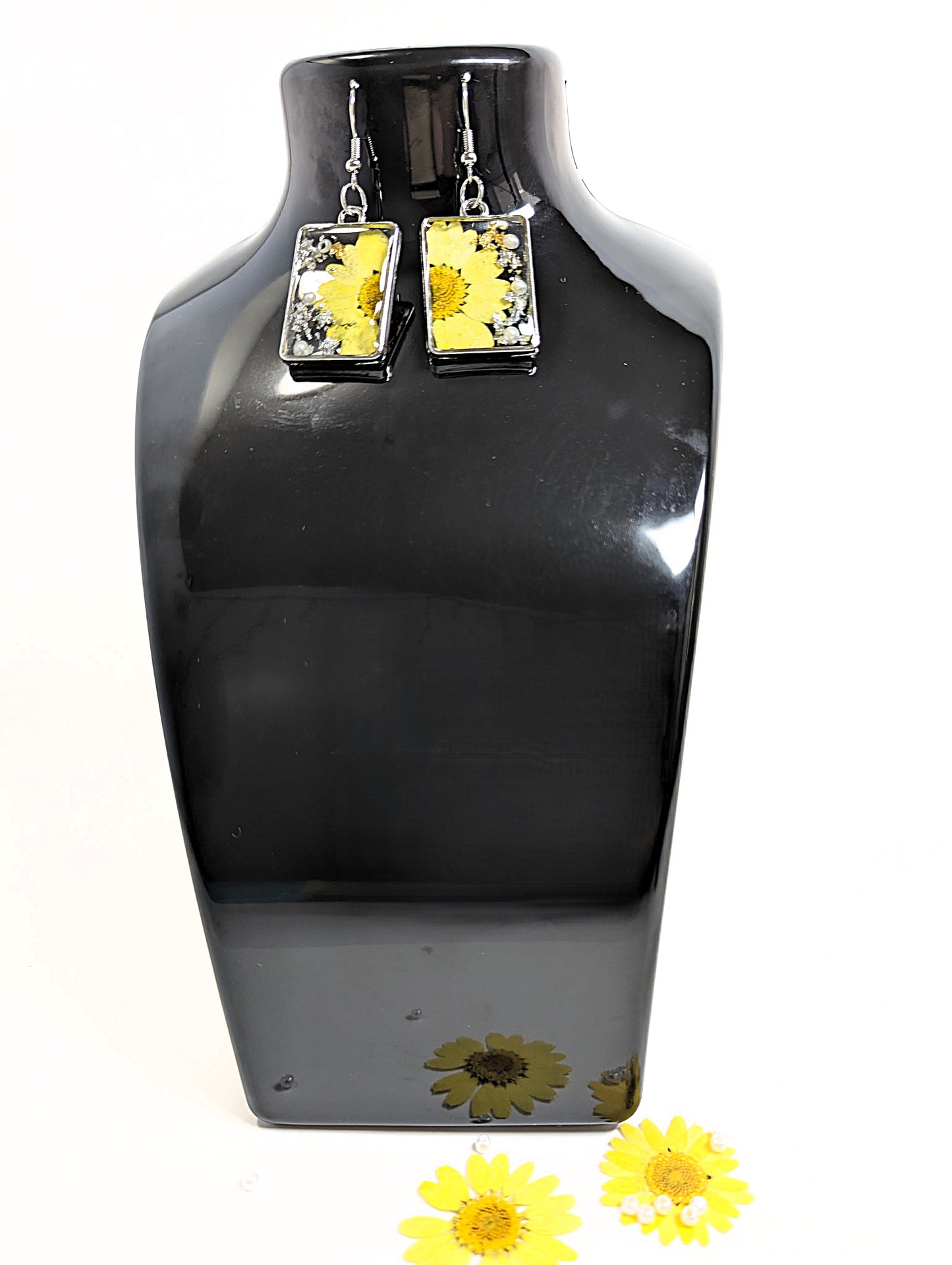 Yellow Daisy Resin Earrings