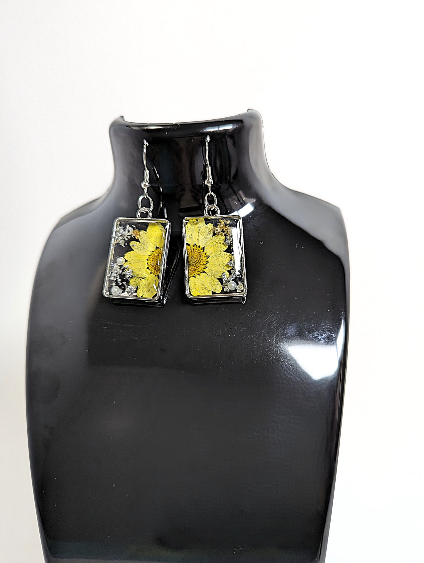 Yellow Daisy Resin Earrings