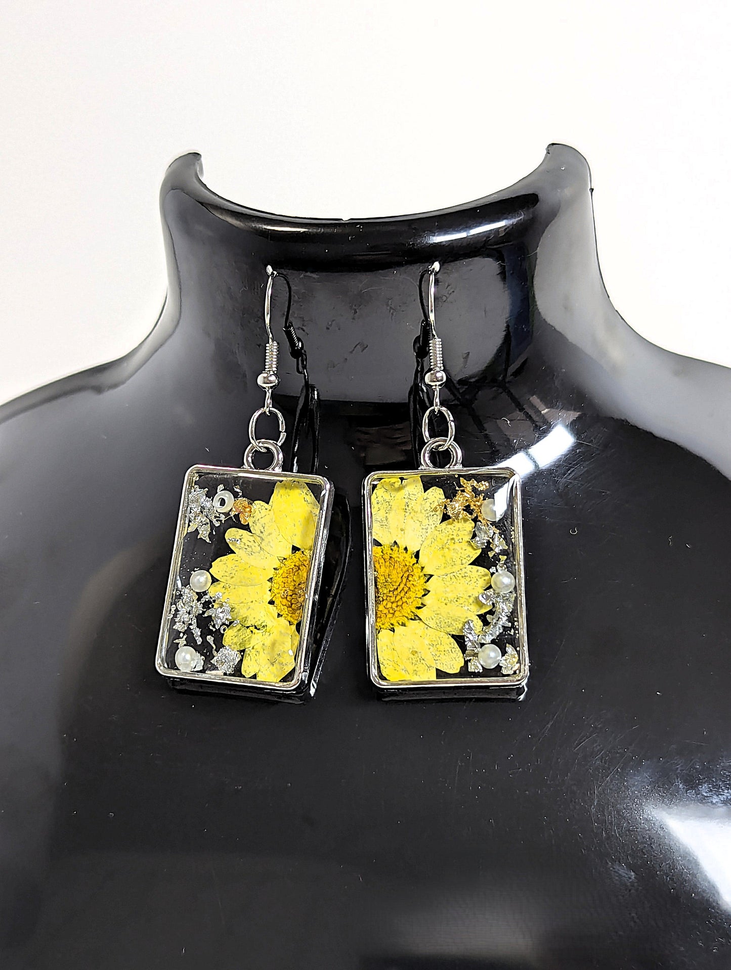 Yellow Daisy Resin Earrings