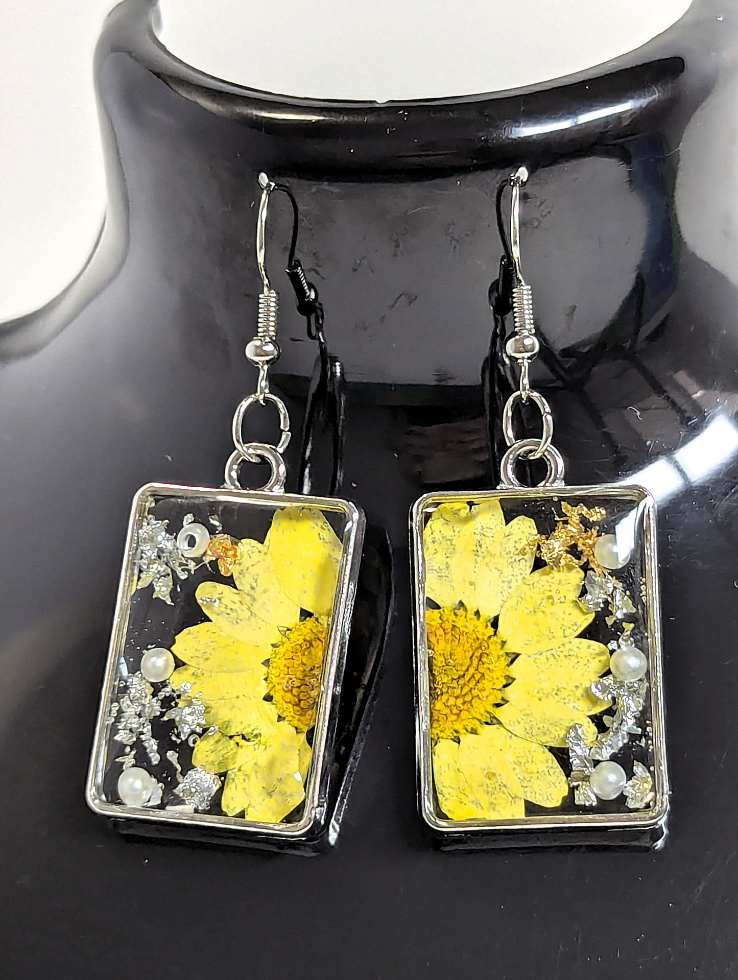 Yellow Daisy Resin Earrings