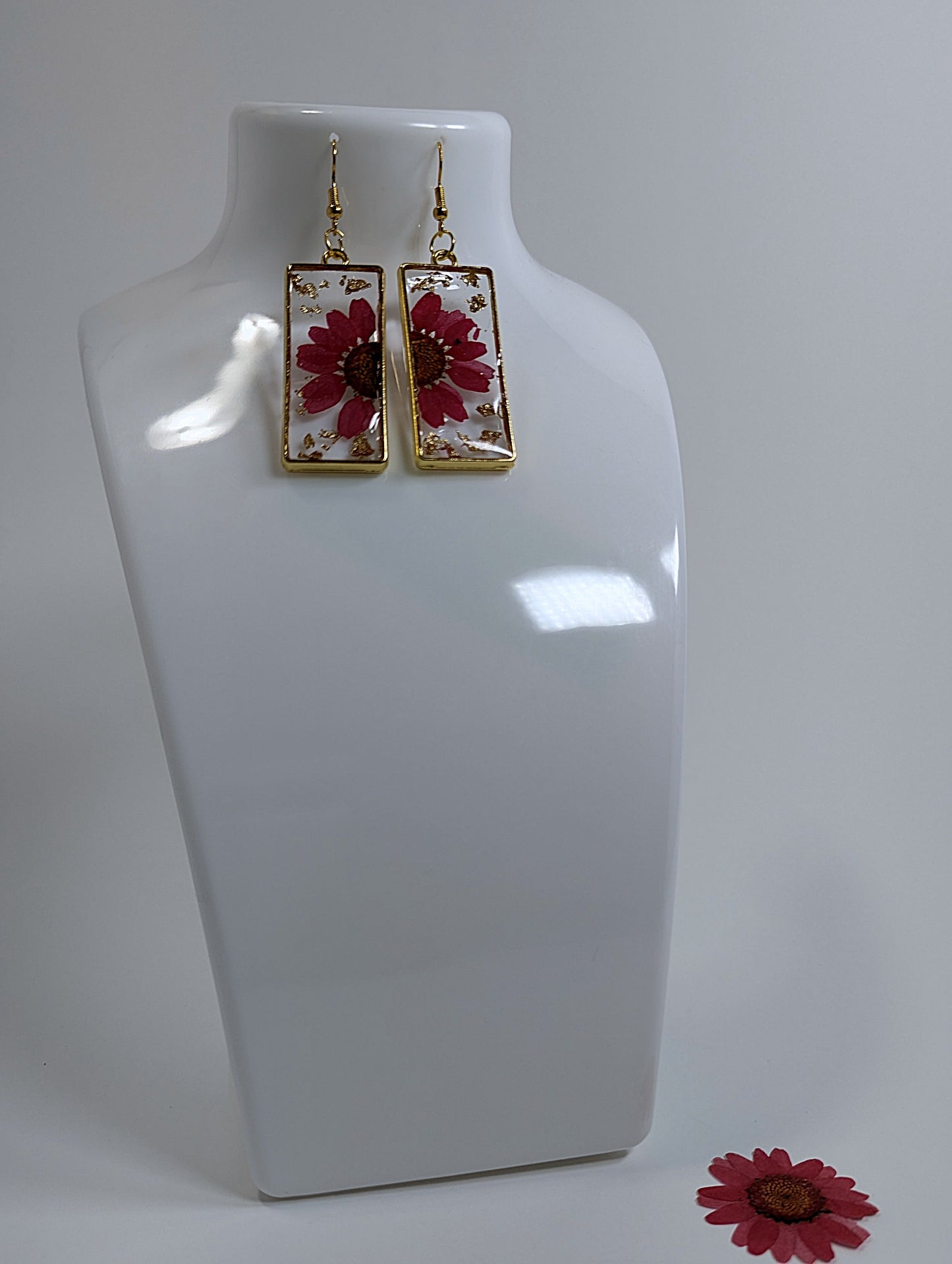 Red Daisy Resin Earrings