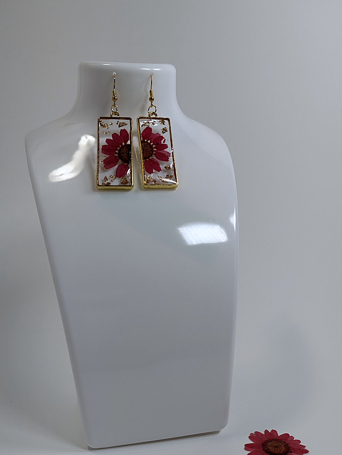 Red Daisy Resin Earrings