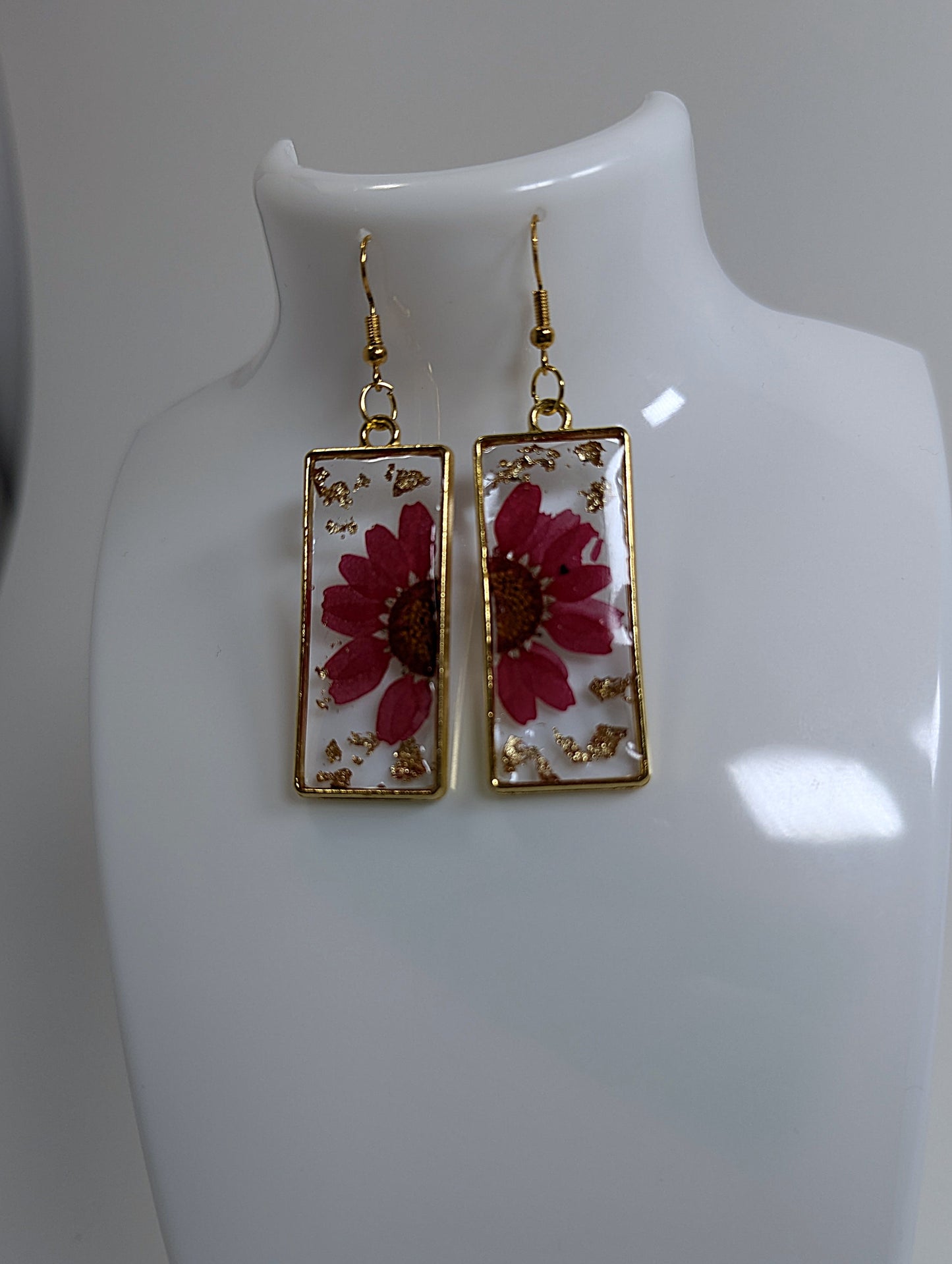 Red Daisy Resin Earrings