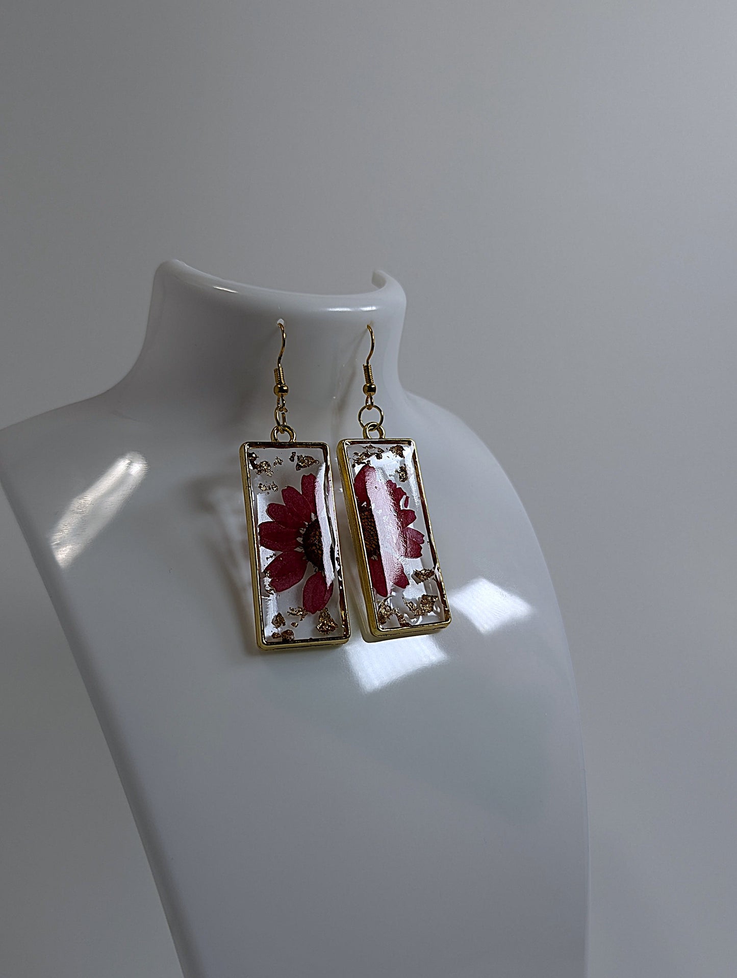 Red Daisy Resin Earrings