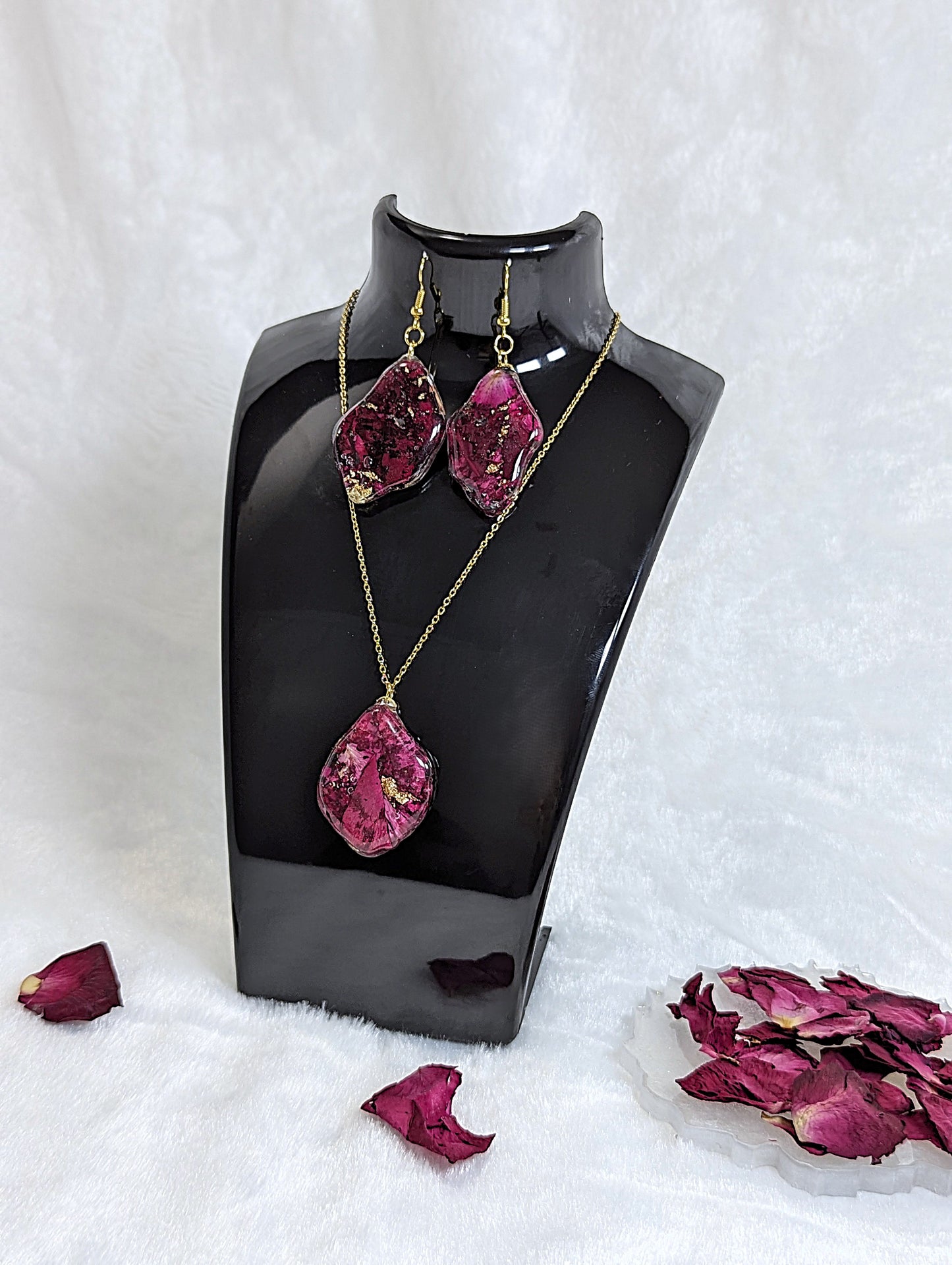 Red Rose Petal Resin Jewelry