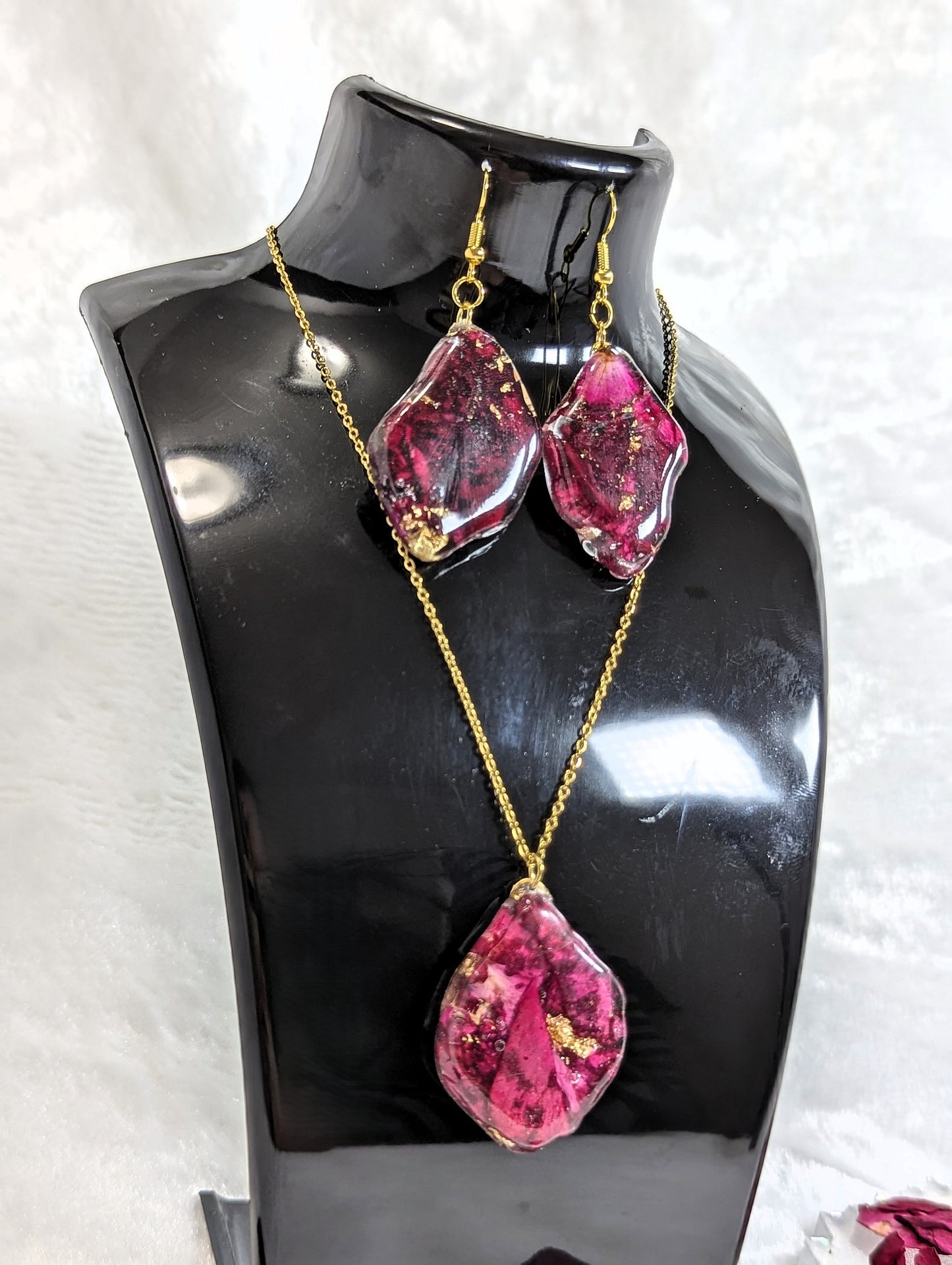 Red Rose Petal Resin Jewelry
