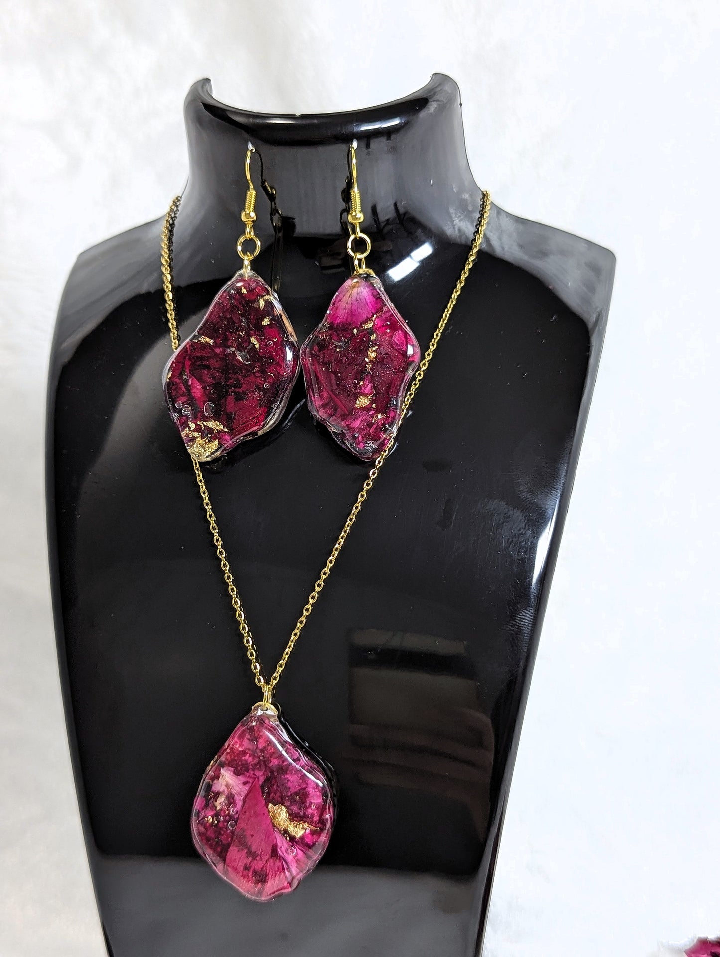 Red Rose Petal Resin Jewelry