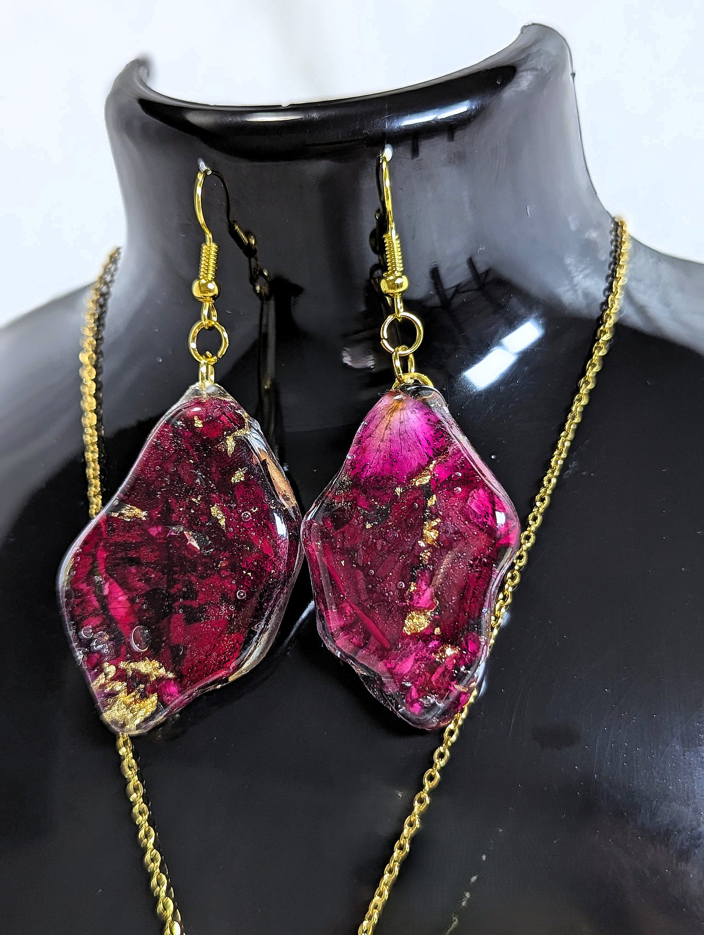 Red Rose Petal Resin Jewelry