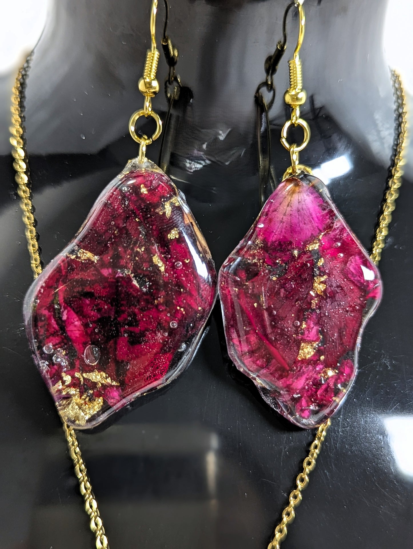 Red Rose Petal Resin Jewelry